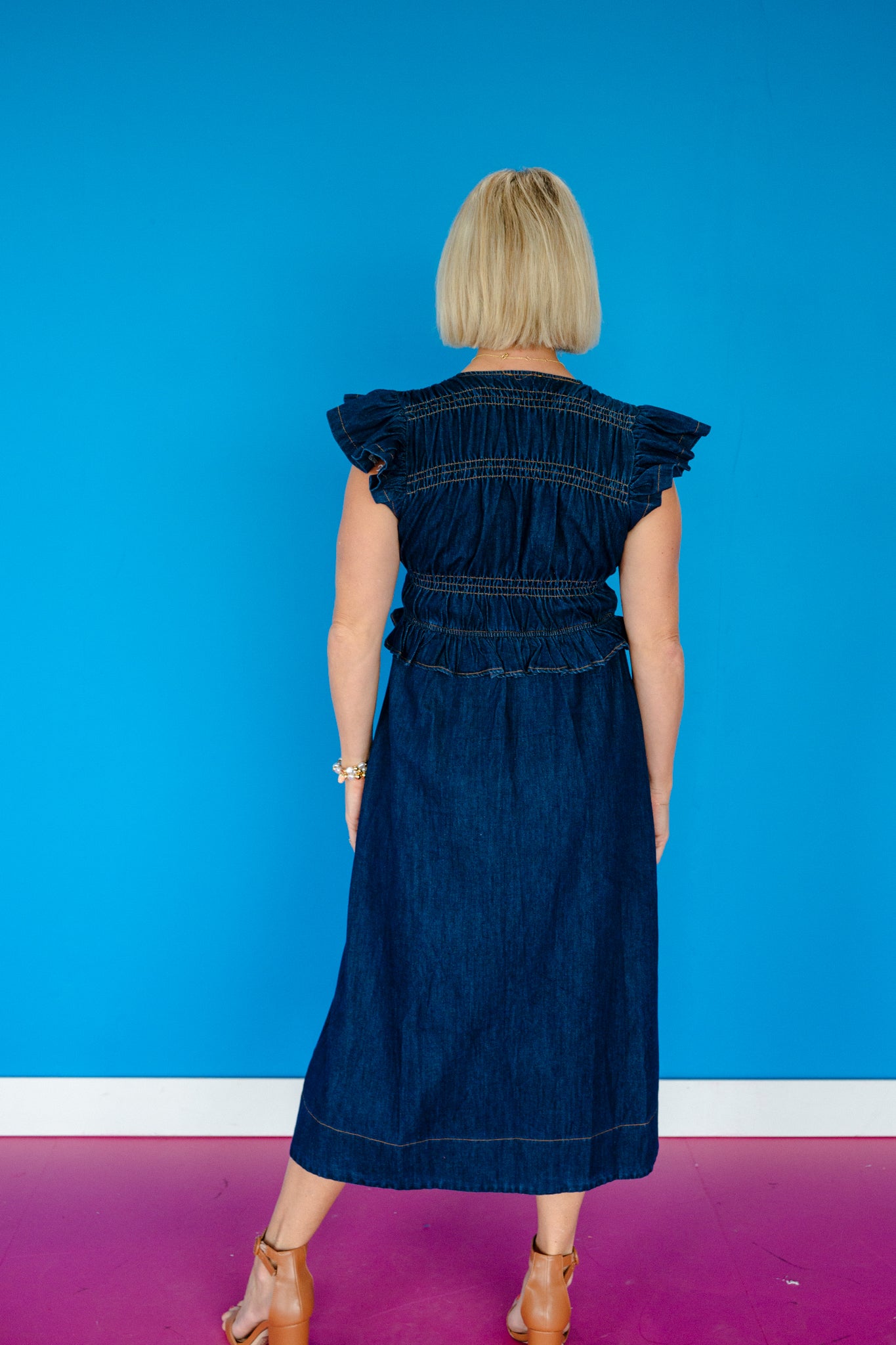 Alana Denim Midi Dress - Dark Denim