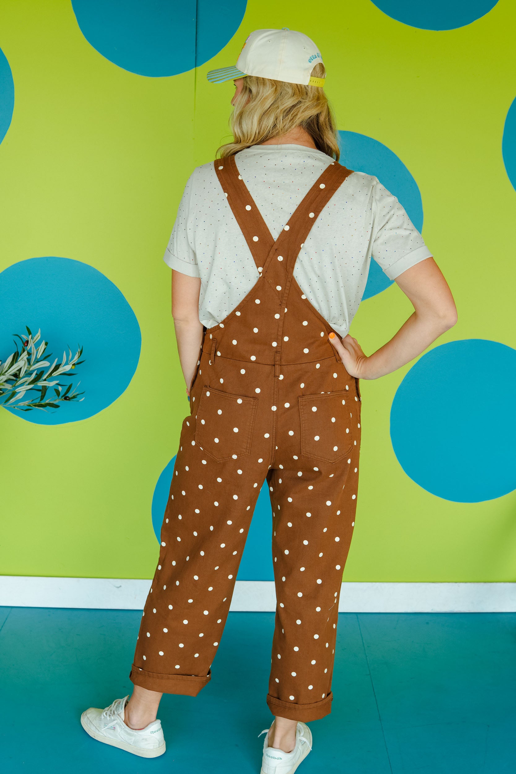 Dot Your Average Overalls - Tan + Cream