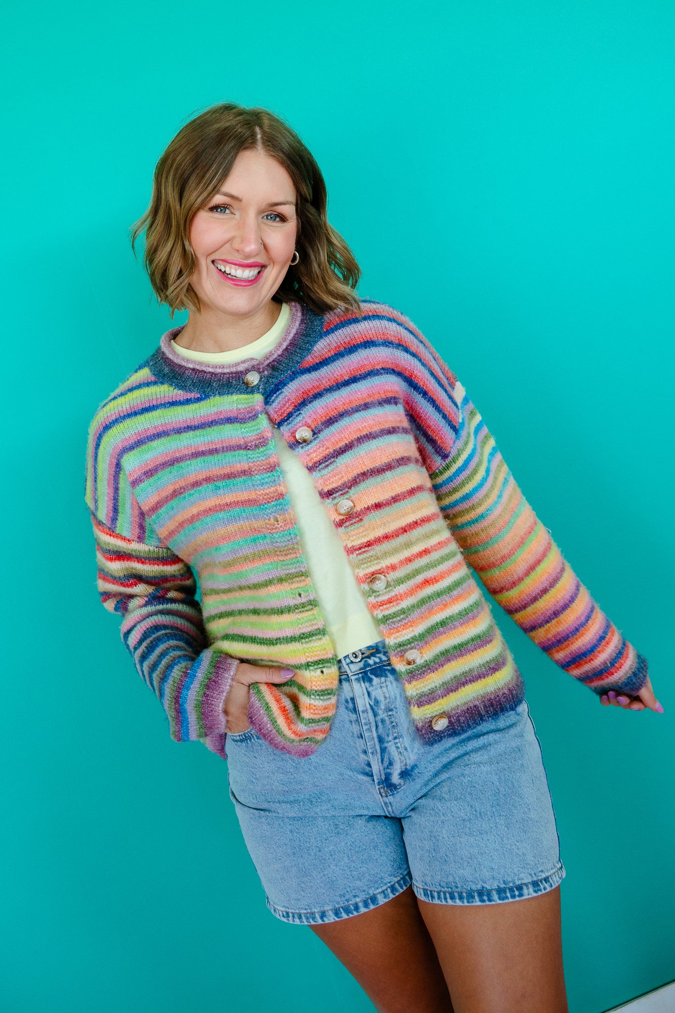 Confetti Cloud Striped Cardigan