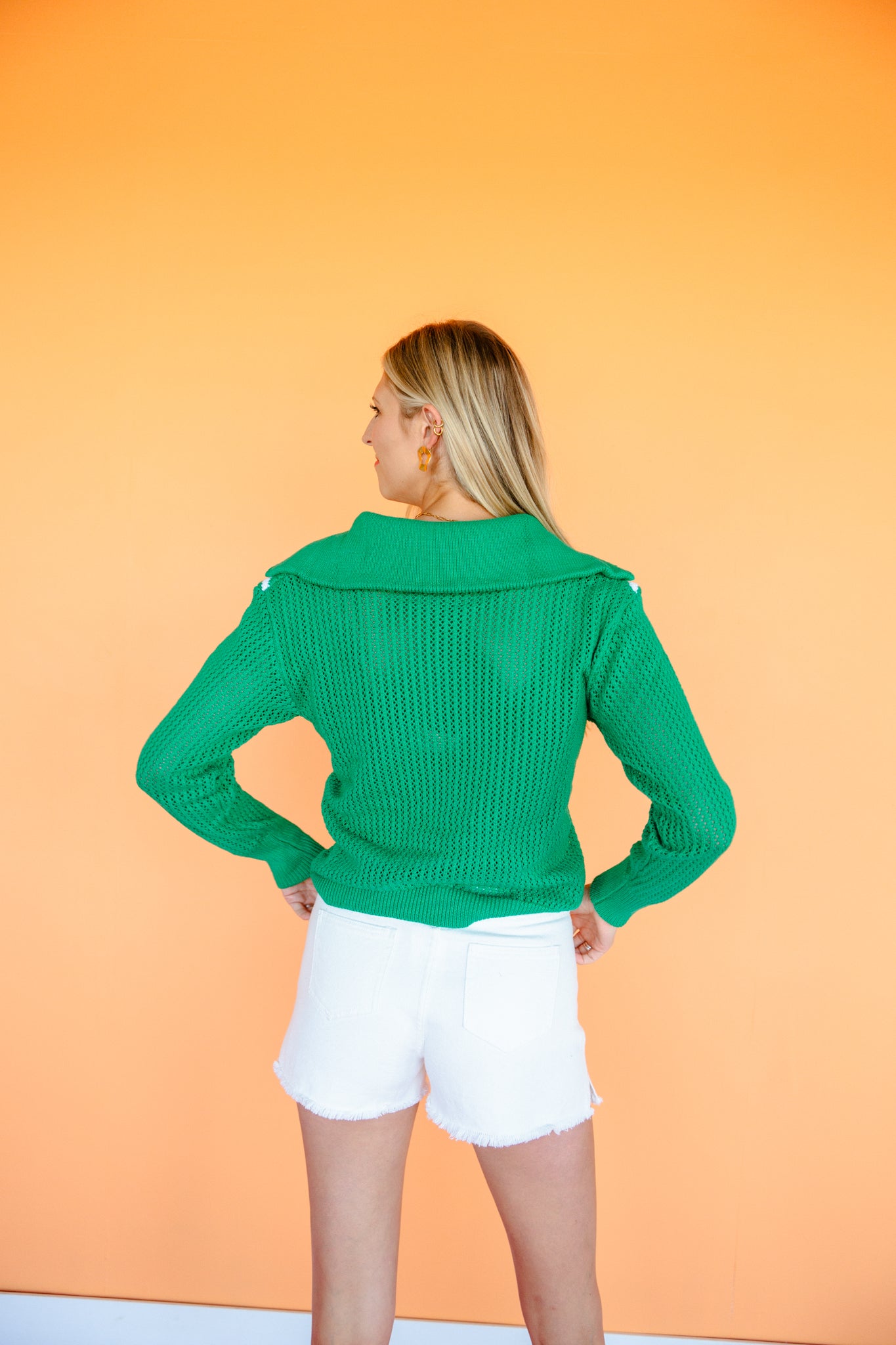 Ira Quarter Zip Pullover - Bright Green + White