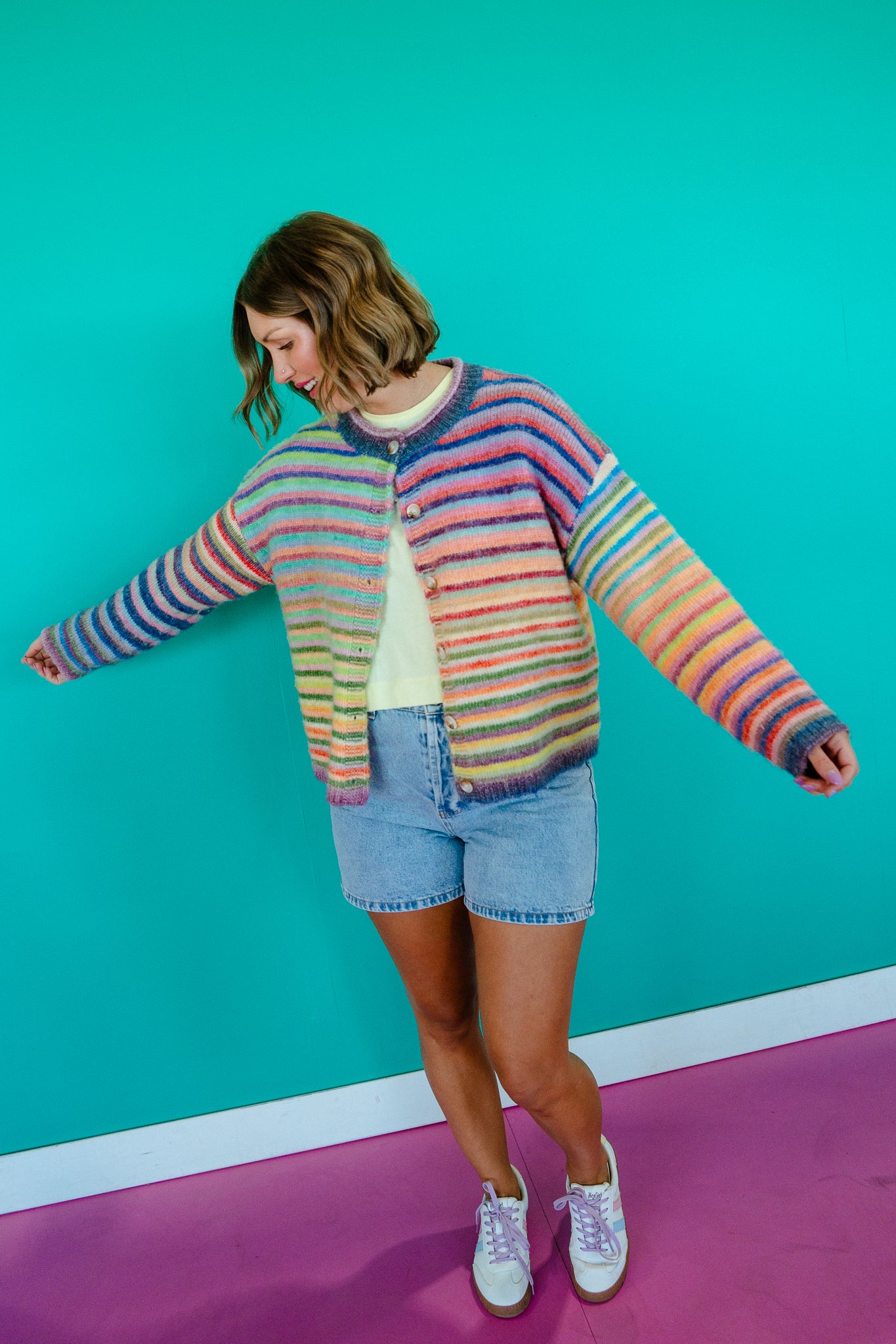 Confetti Cloud Striped Cardigan