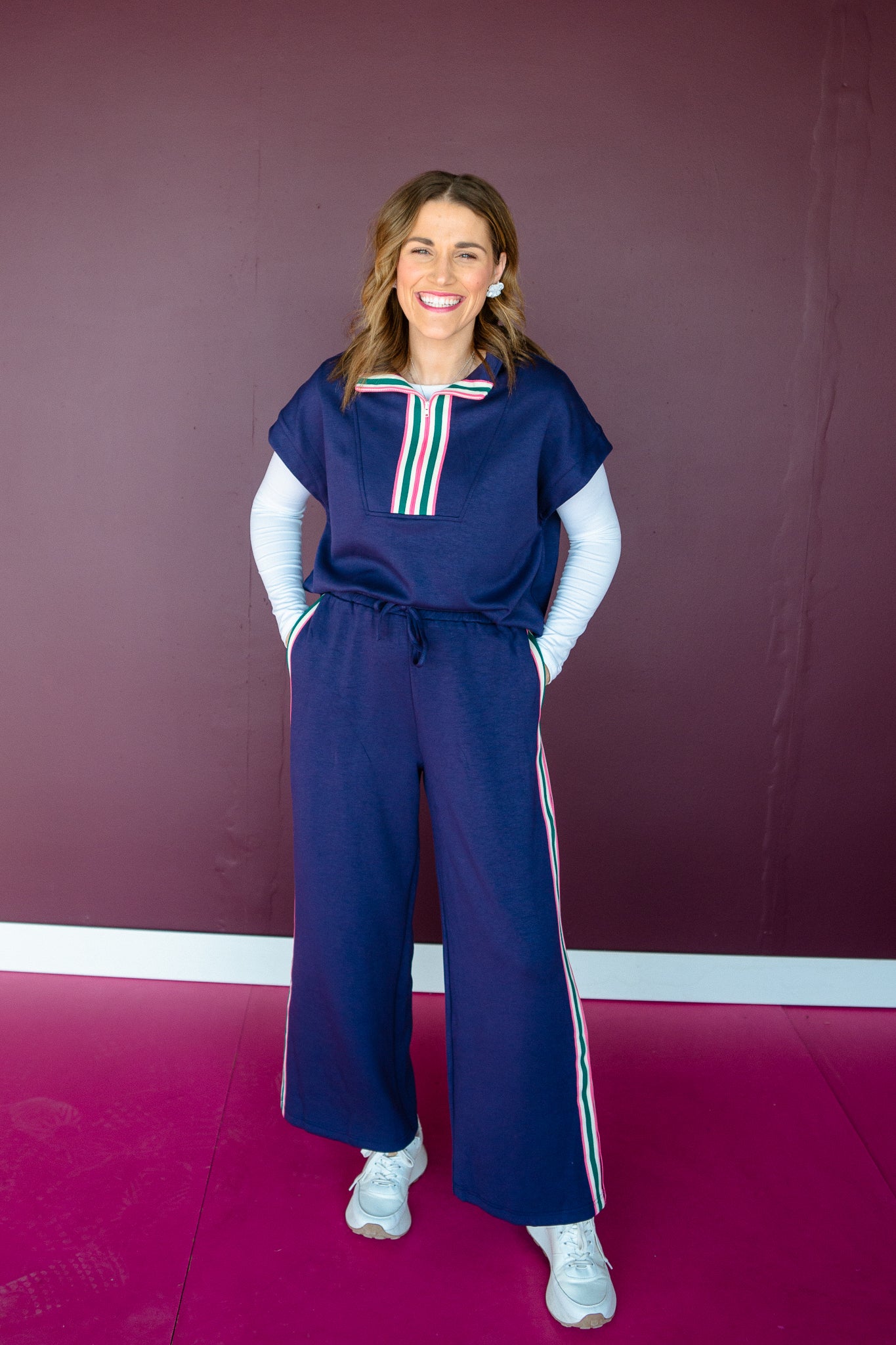 Nancy Loungewear Set - French Navy + Rose