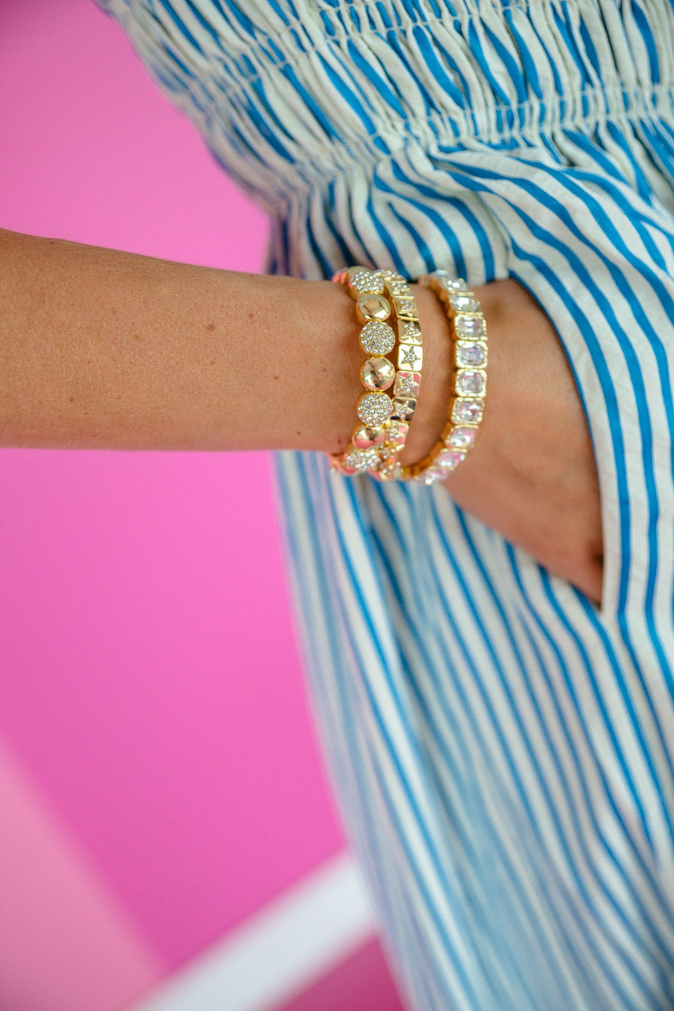 [Treasure Jewels] Radiant Glow Bracelet Stack - Gold