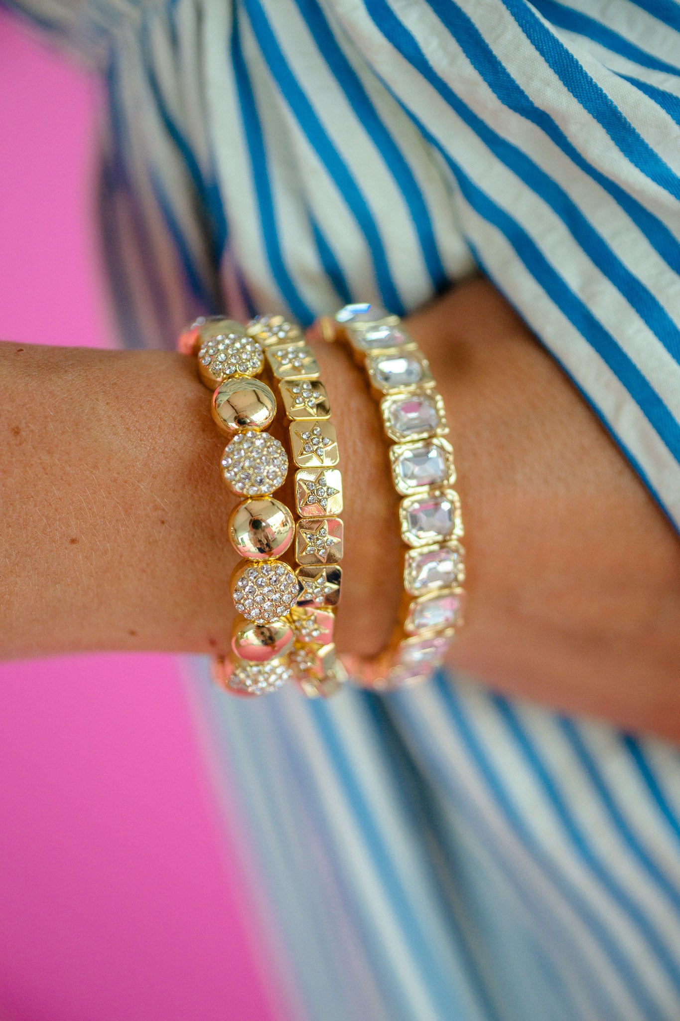 [Treasure Jewels] Radiant Glow Bracelet Stack - Gold