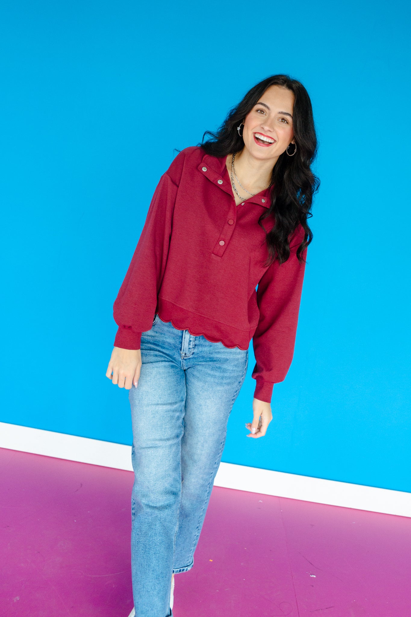 Candie Scalloped Edge Pullover