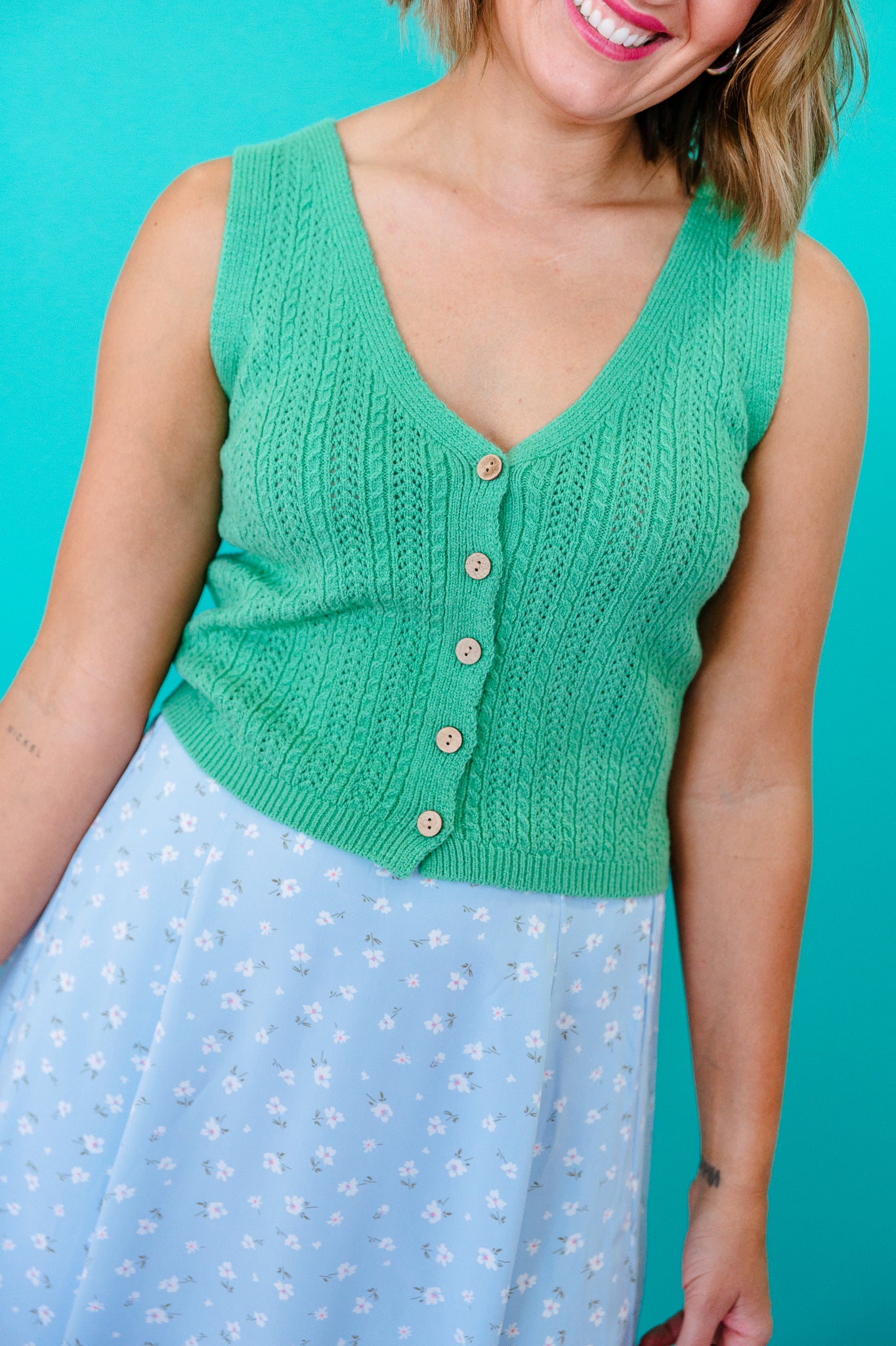 Beverly Knit Sweater Tank - Pastel Jade