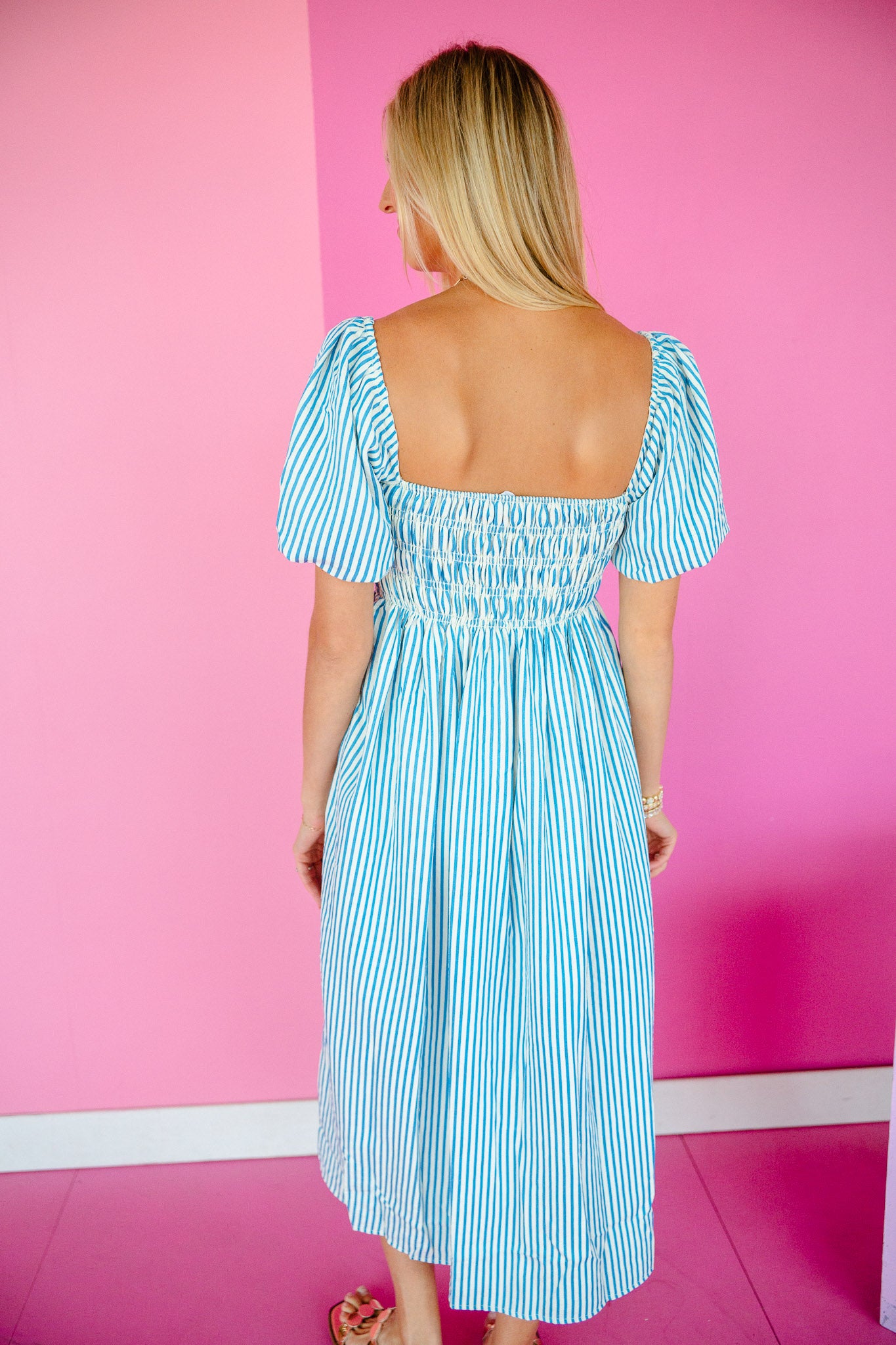 Sylvie Maxi Dress - Cream + Oxford Blue