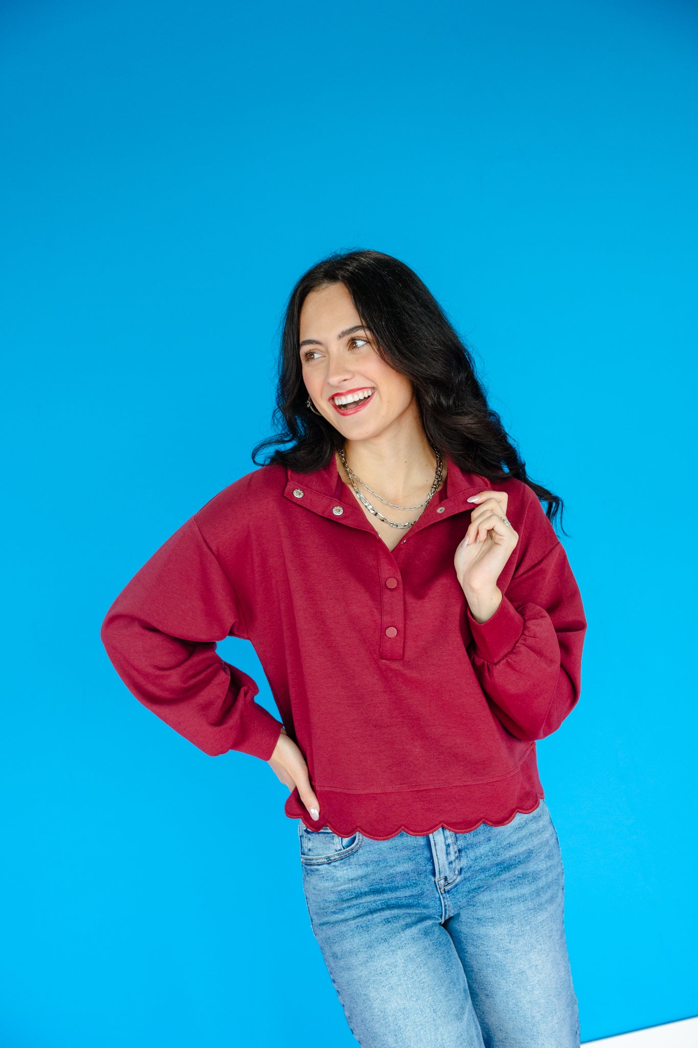 Candie Scalloped Edge Pullover