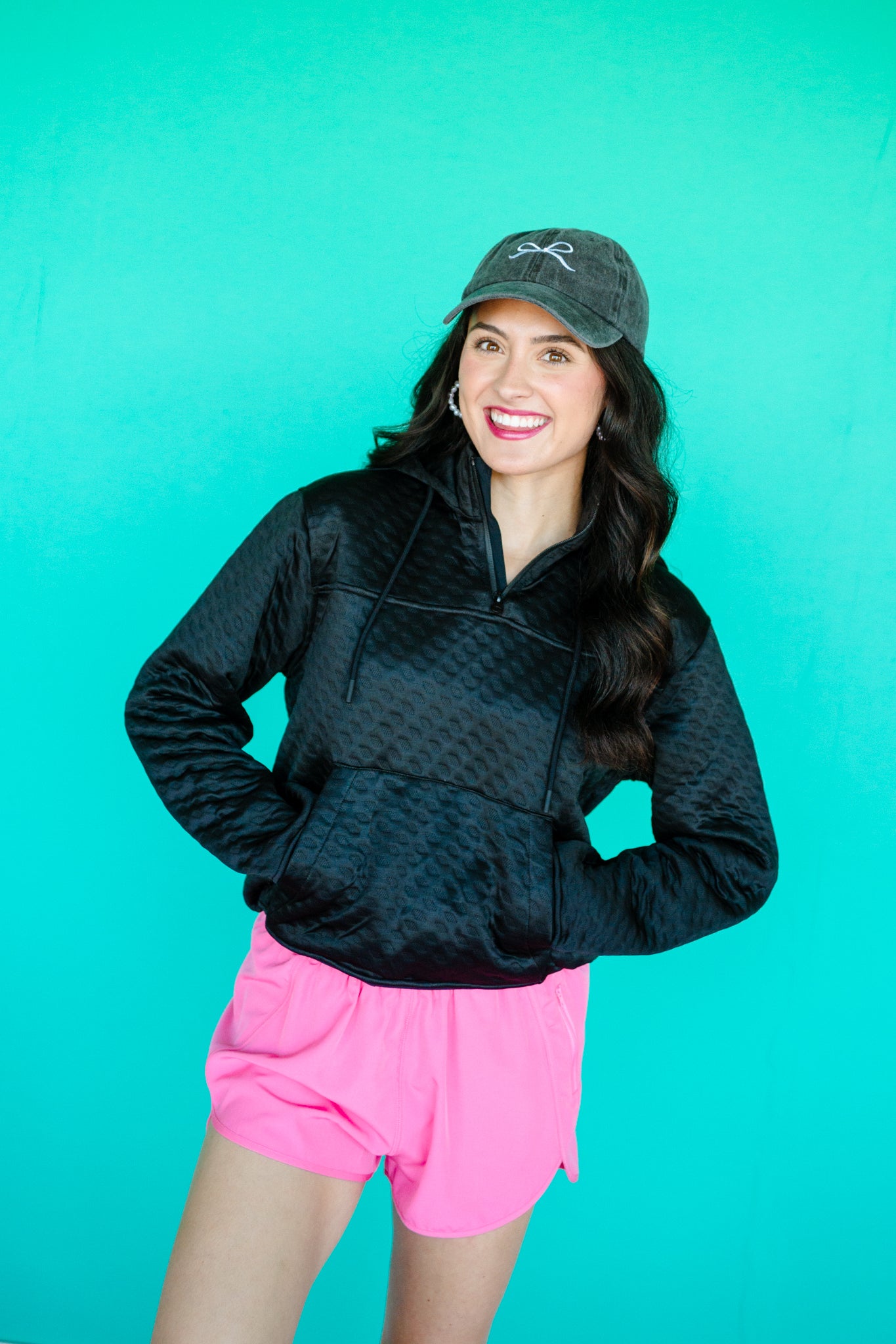 Sadie Quilted Hoodie - Black