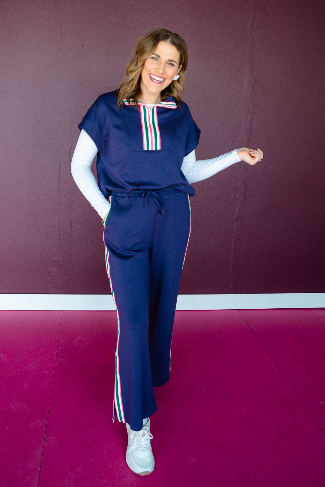 Nancy Loungewear Set - French Navy + Rose