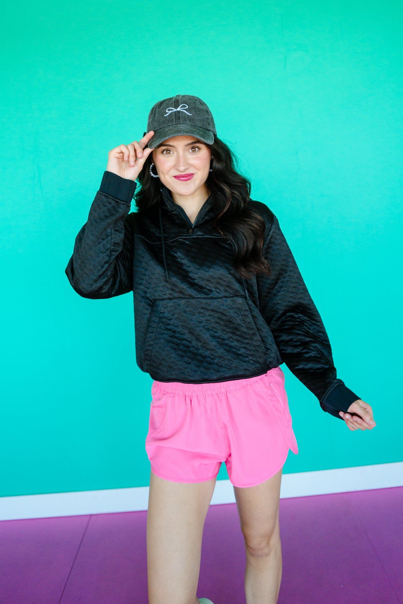 Sadie Quilted Hoodie - Black