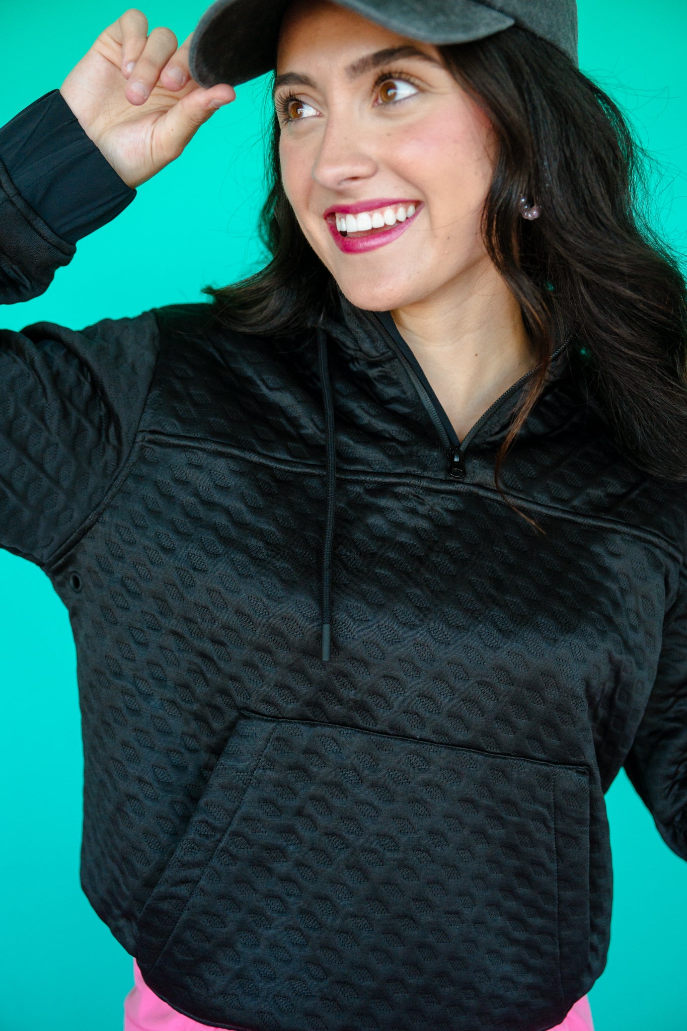 Sadie Quilted Hoodie - Black
