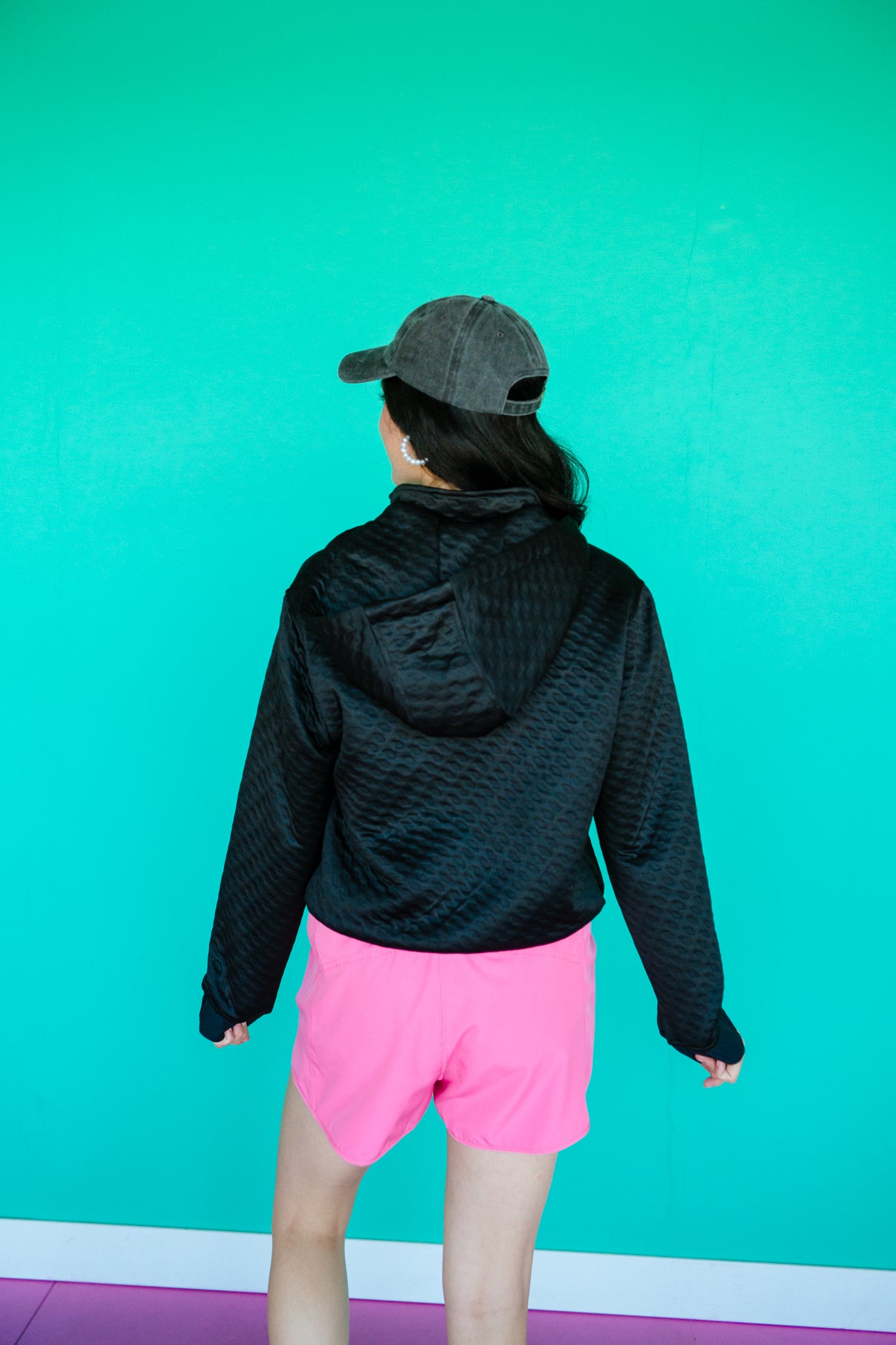 Sadie Quilted Hoodie - Black