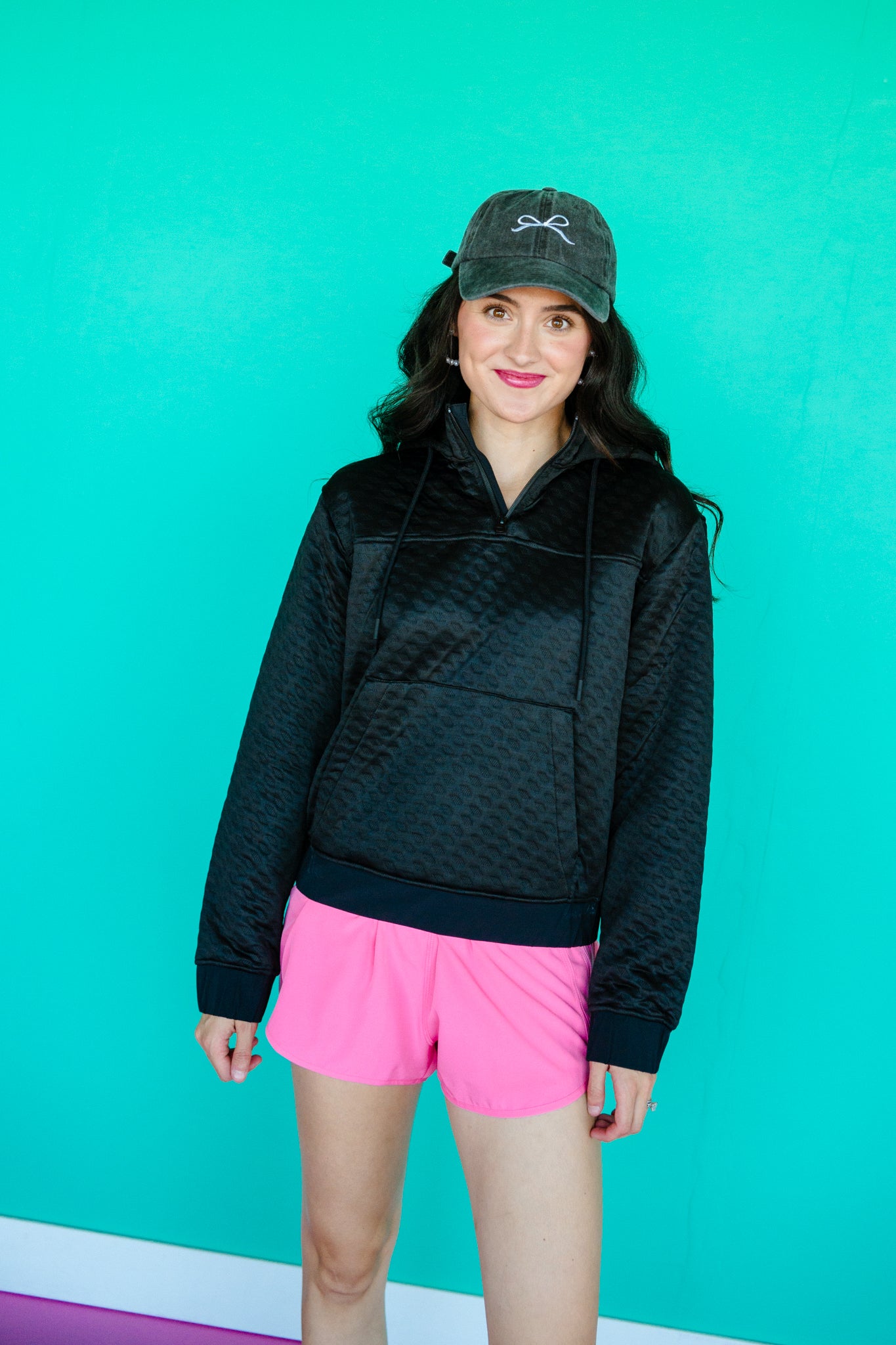 Sadie Quilted Hoodie - Black
