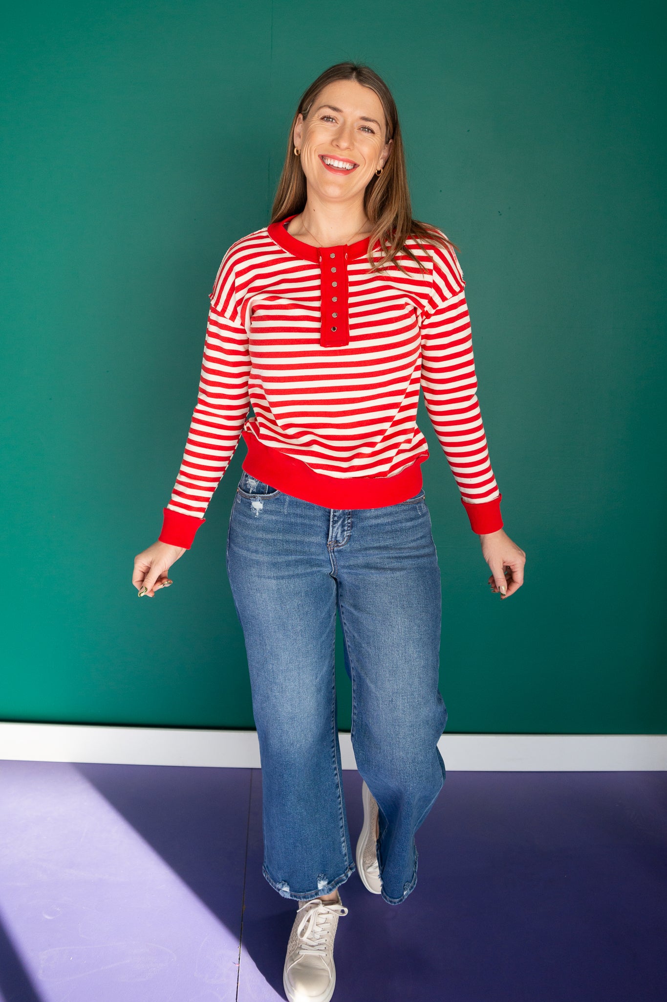 Annalise Striped Henley Pullover