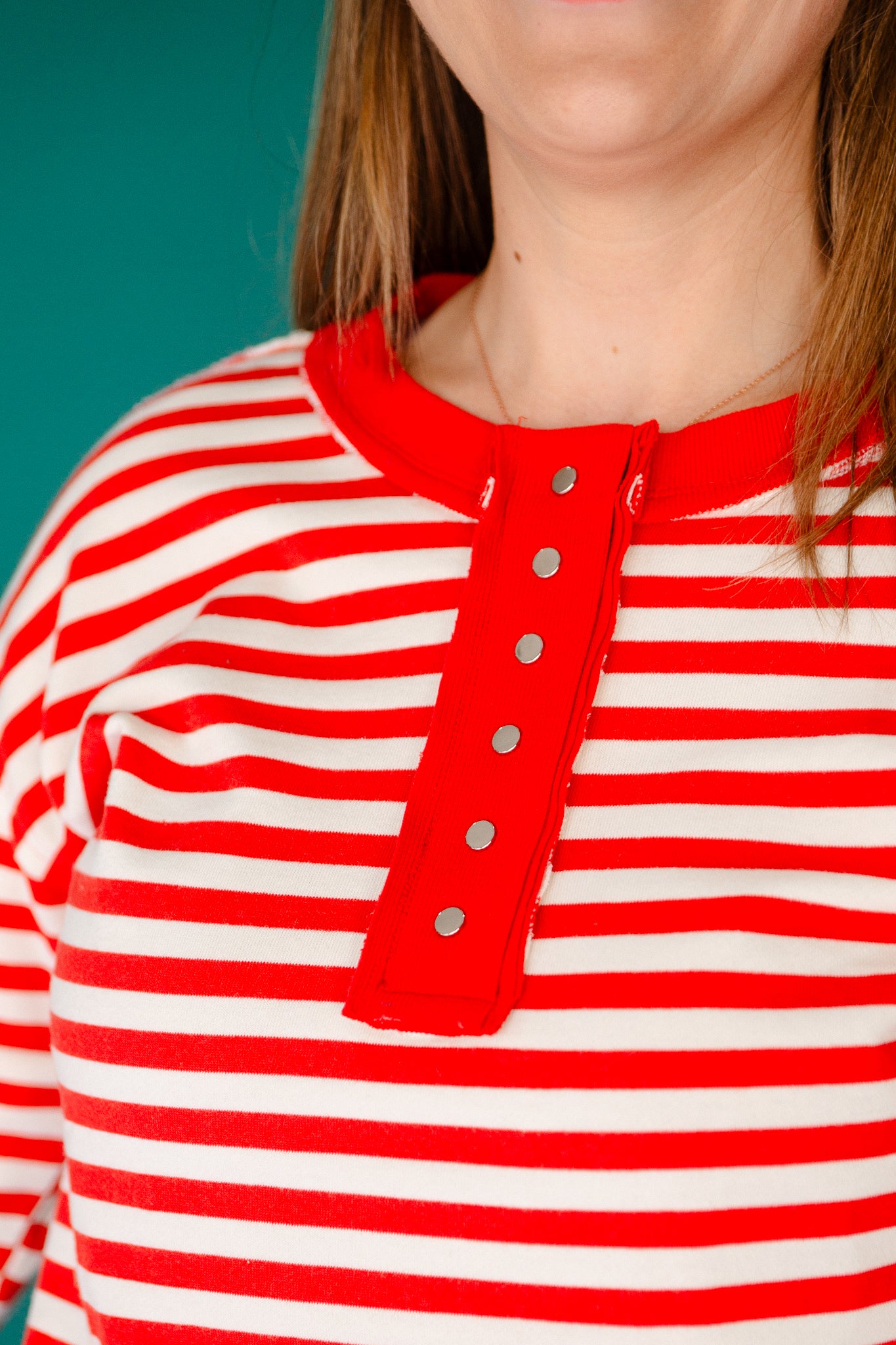 Annalise Striped Henley Pullover