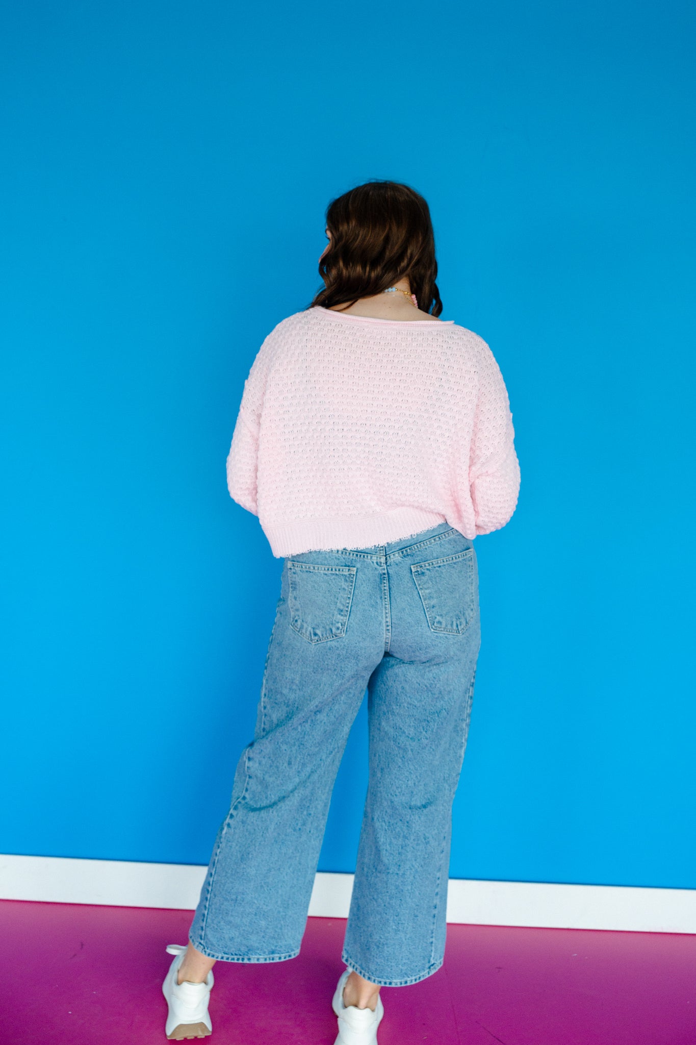 Sahara Textured Sweater - Baby Pink