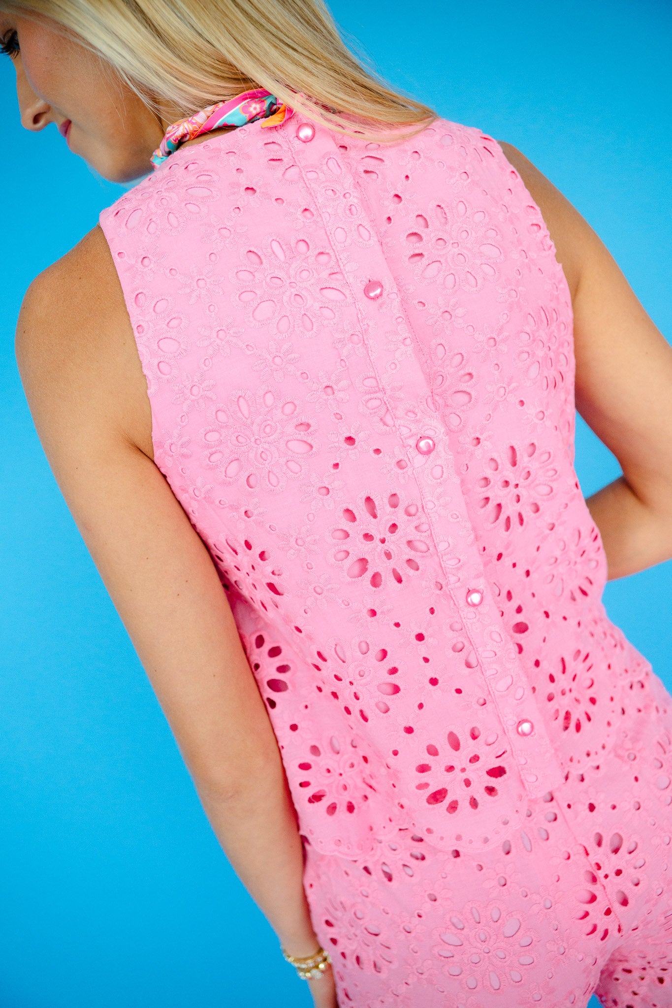 Tally Eyelet Tank - Light Rose