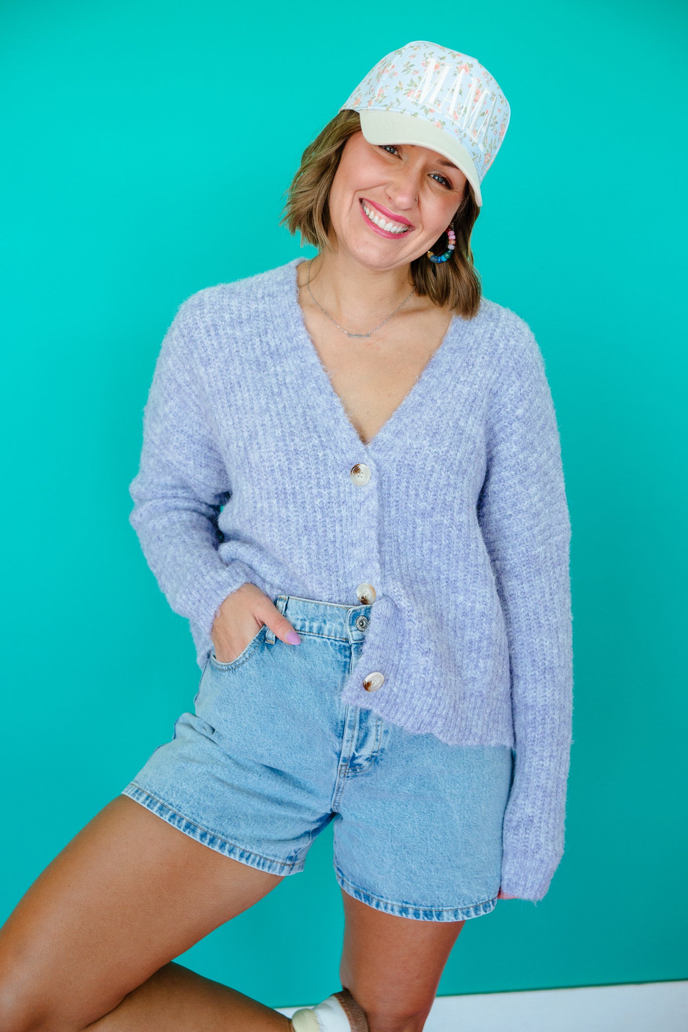 Rochelle Button Down Cardigan - Lavender