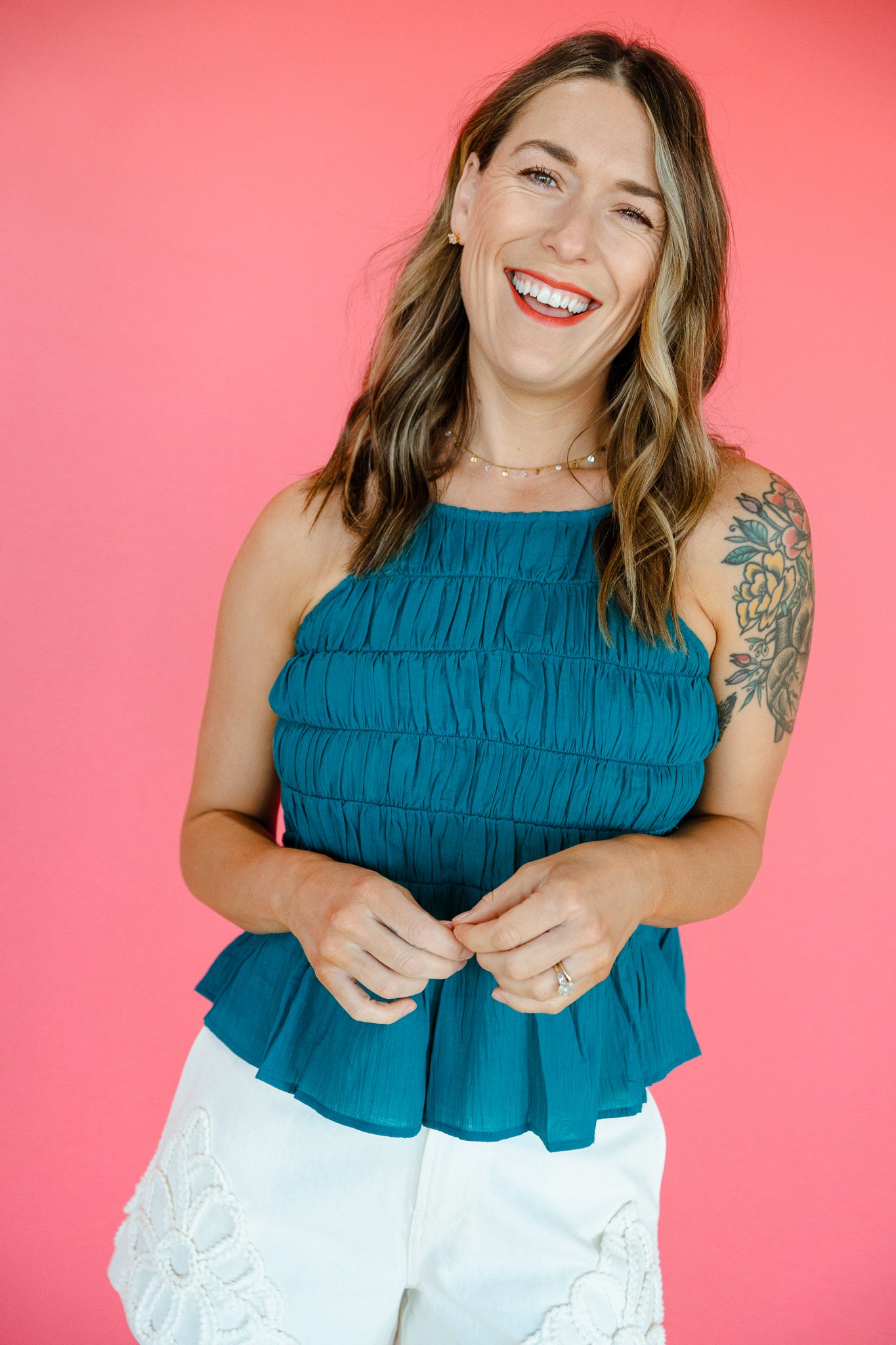 Tianna High Neck Tank - Kingfisher