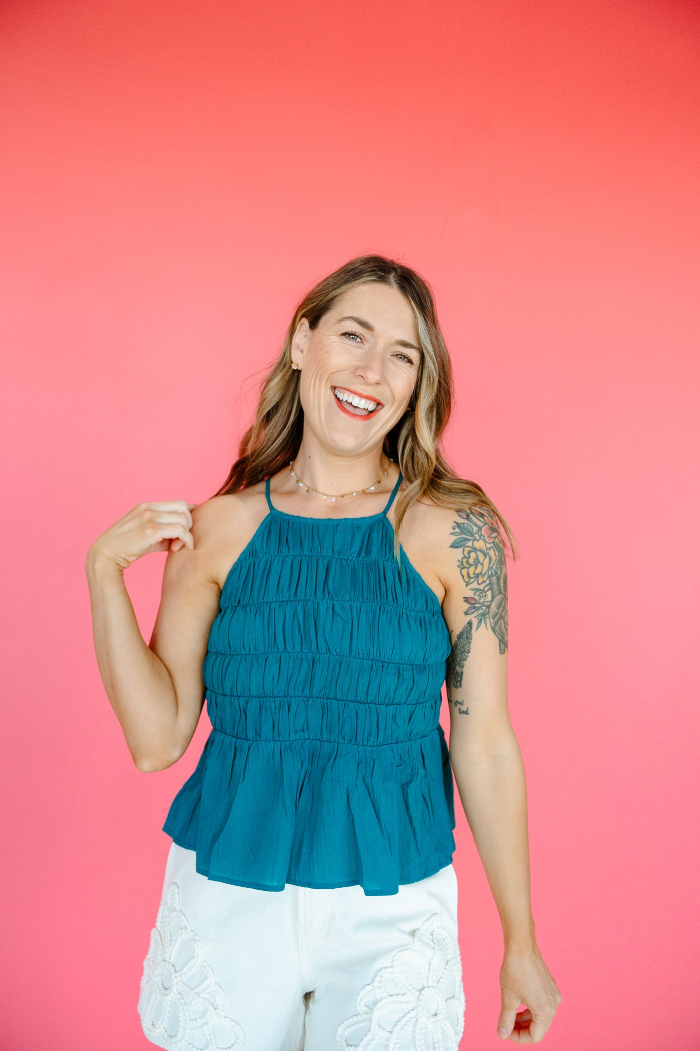 Tianna High Neck Tank - Kingfisher
