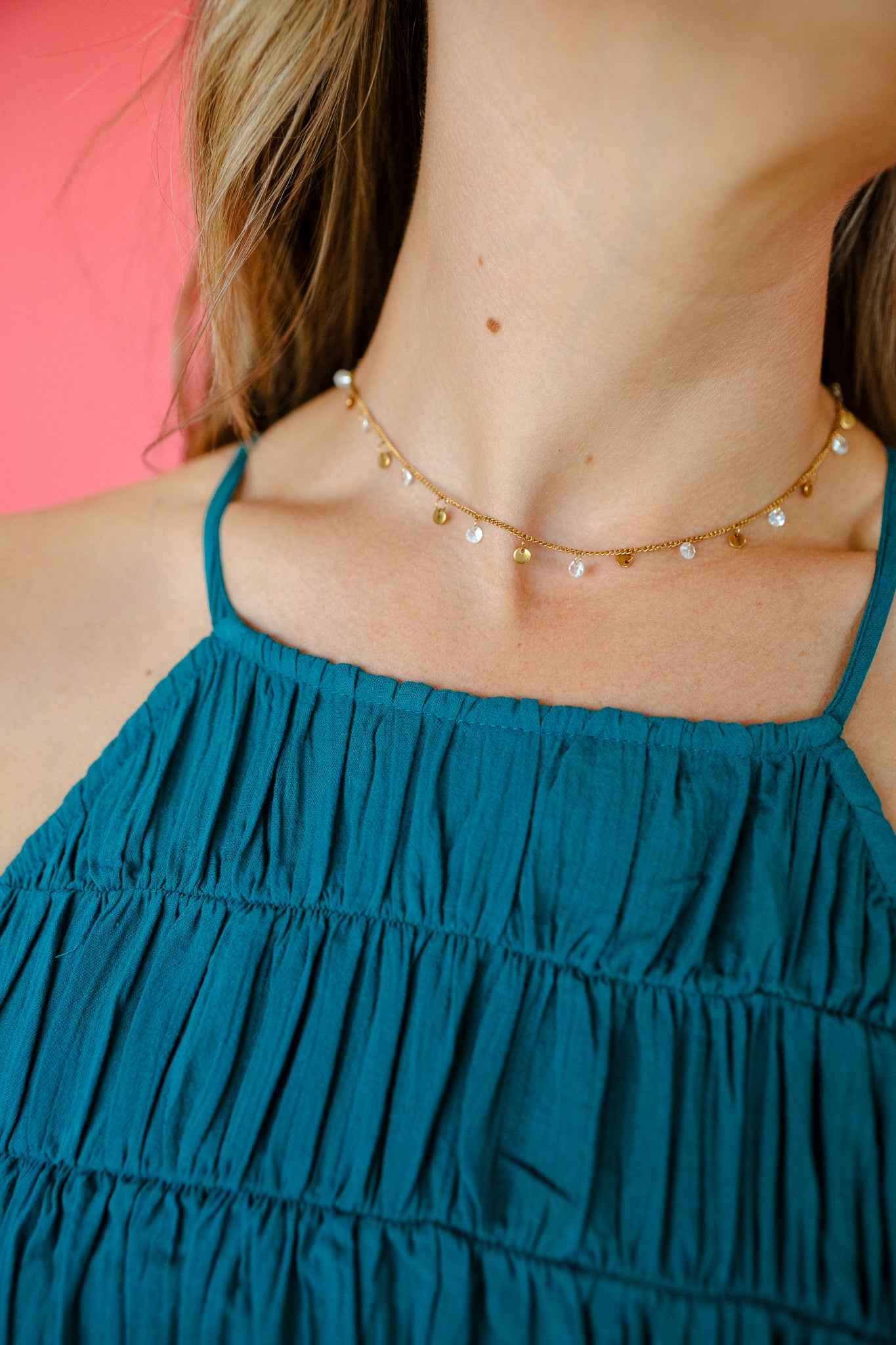 Angelica Dainty Disc Necklace - Gold