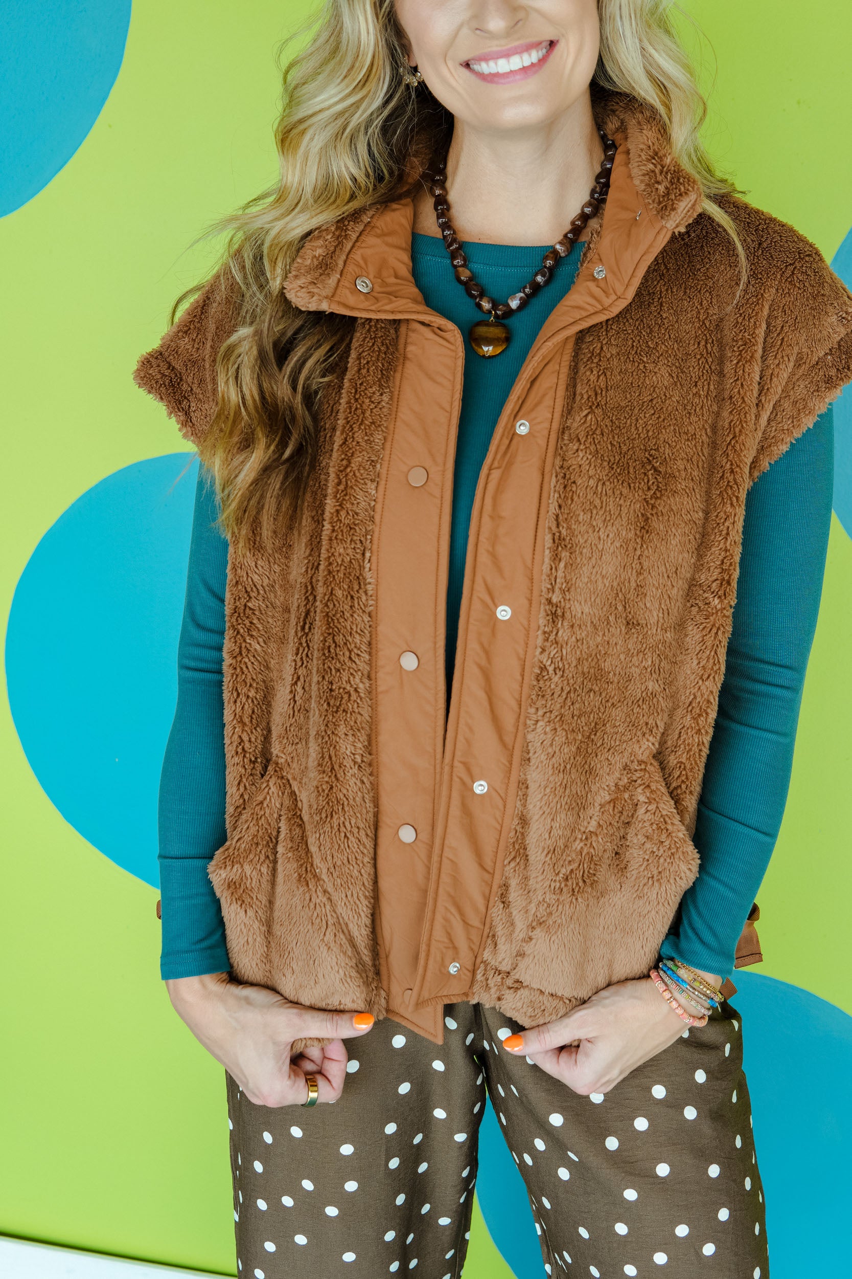 Fun this Fall Sherpa Vest - Tan