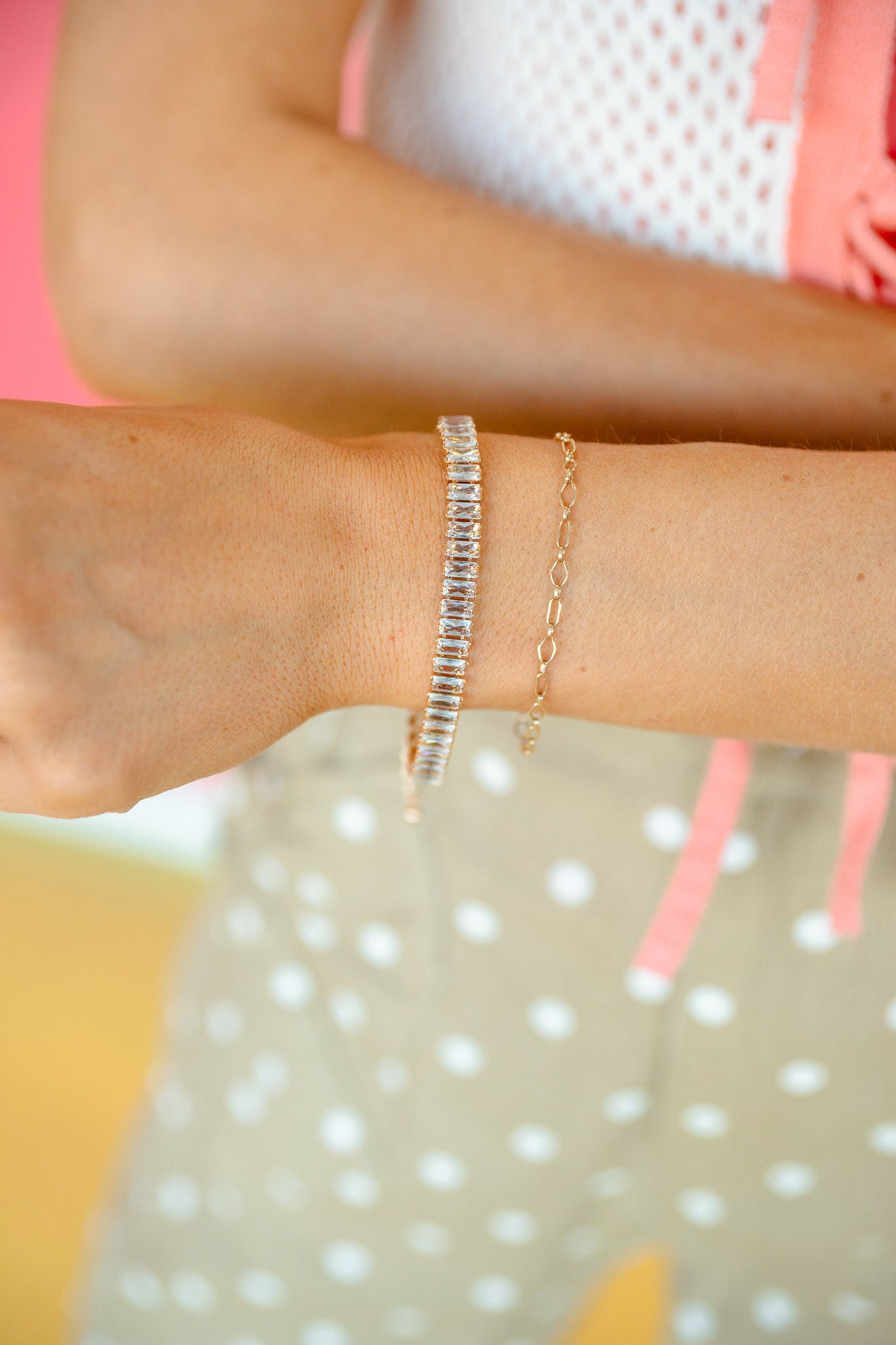 Kimber Baguette Crystal Tennis Bracelet - Gold