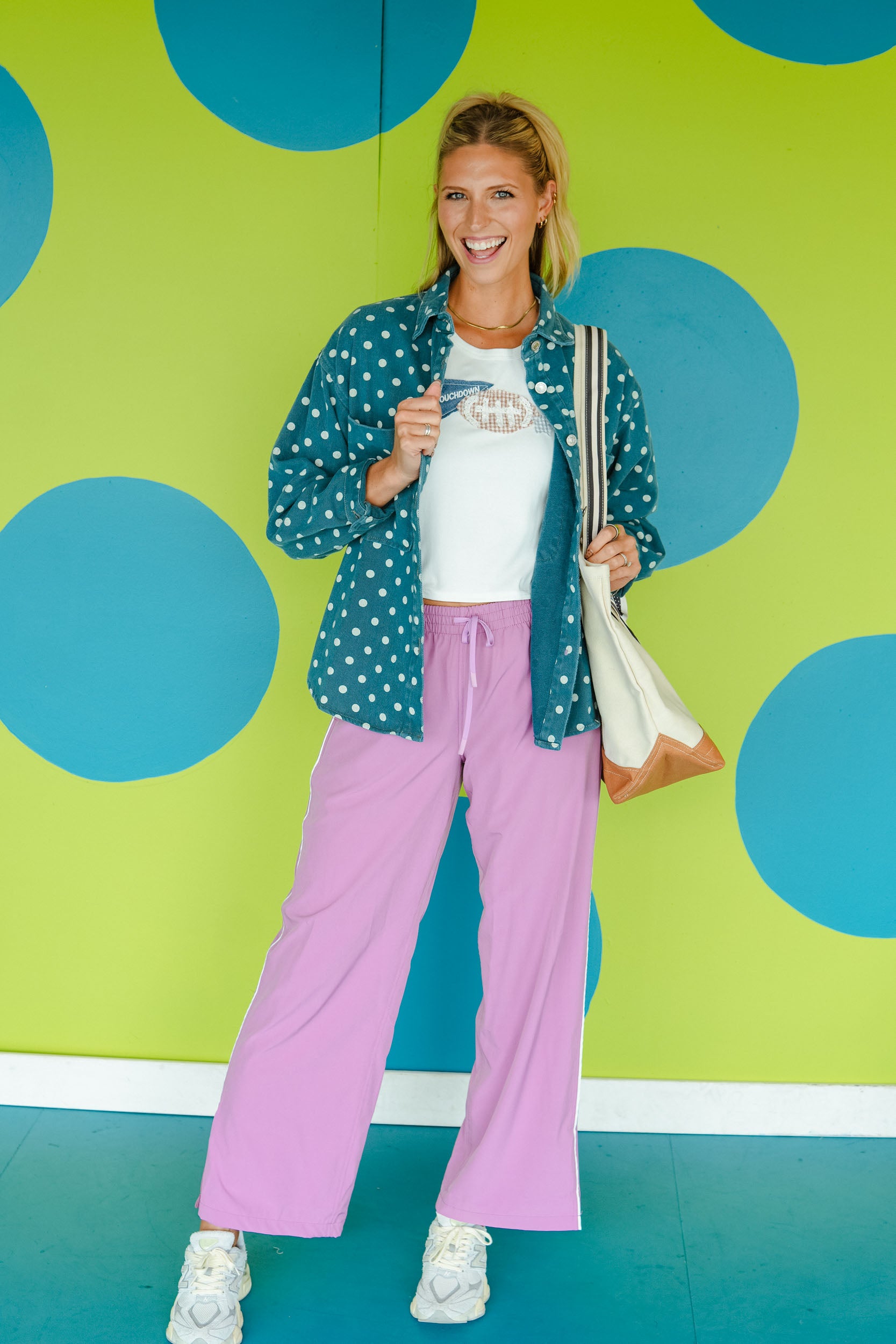 All Dotted Up Polka Dot Denim Jacket - Dusty Kingfisher
