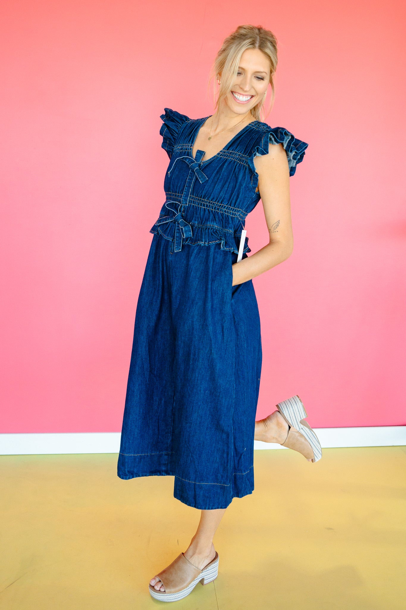 Alana Denim Midi Dress - Dark Denim