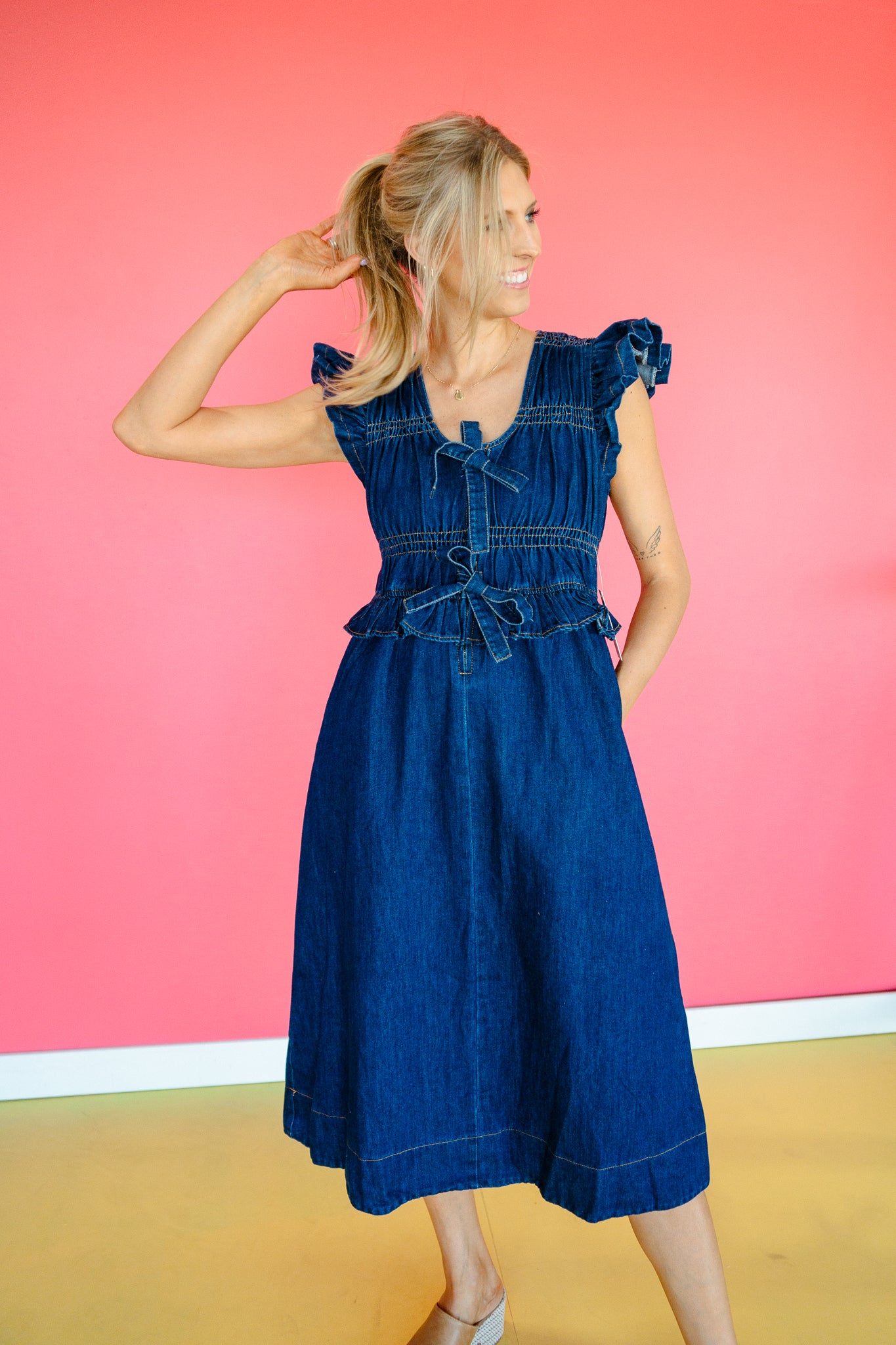 Alana Denim Midi Dress - Dark Denim