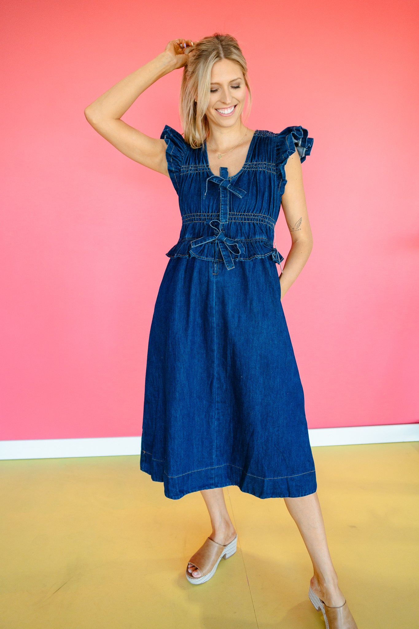 Alana Denim Midi Dress - Dark Denim
