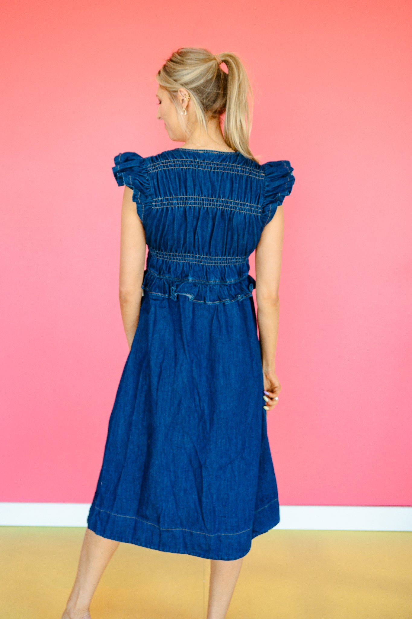 Alana Denim Midi Dress - Dark Denim