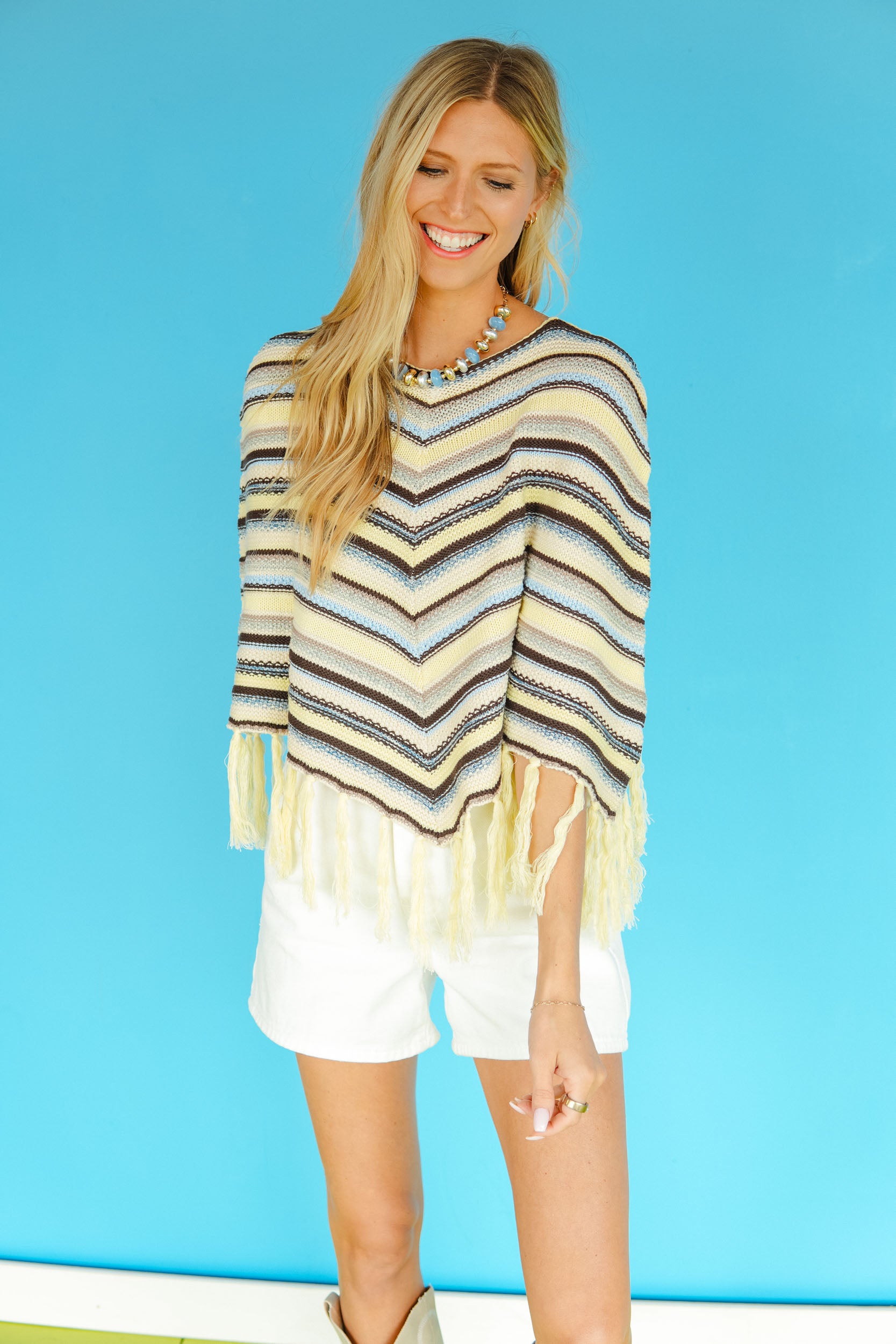 Golden Hour Striped Poncho