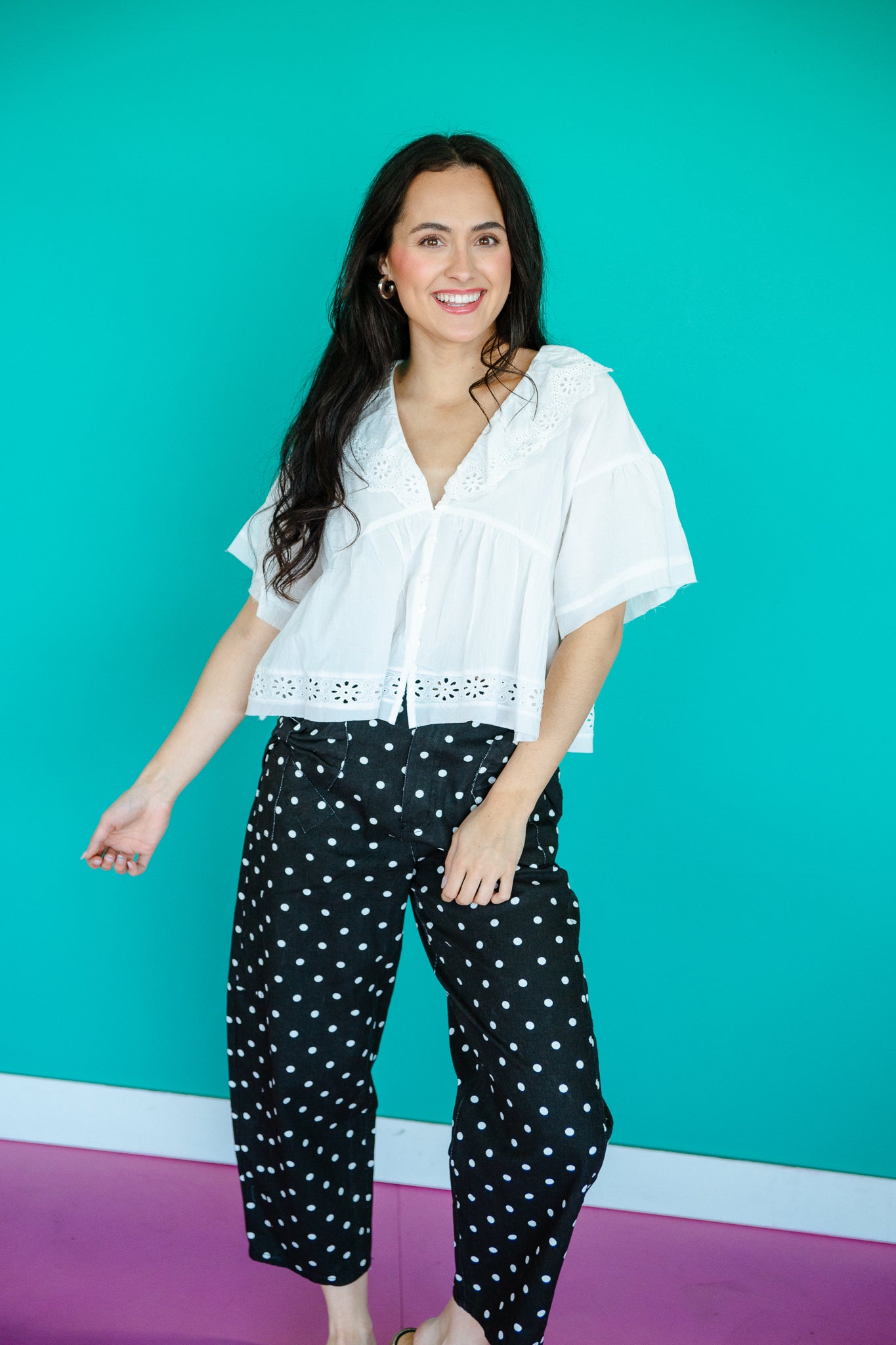 Tandie Eyelet Ruffle Blouse - Cool White