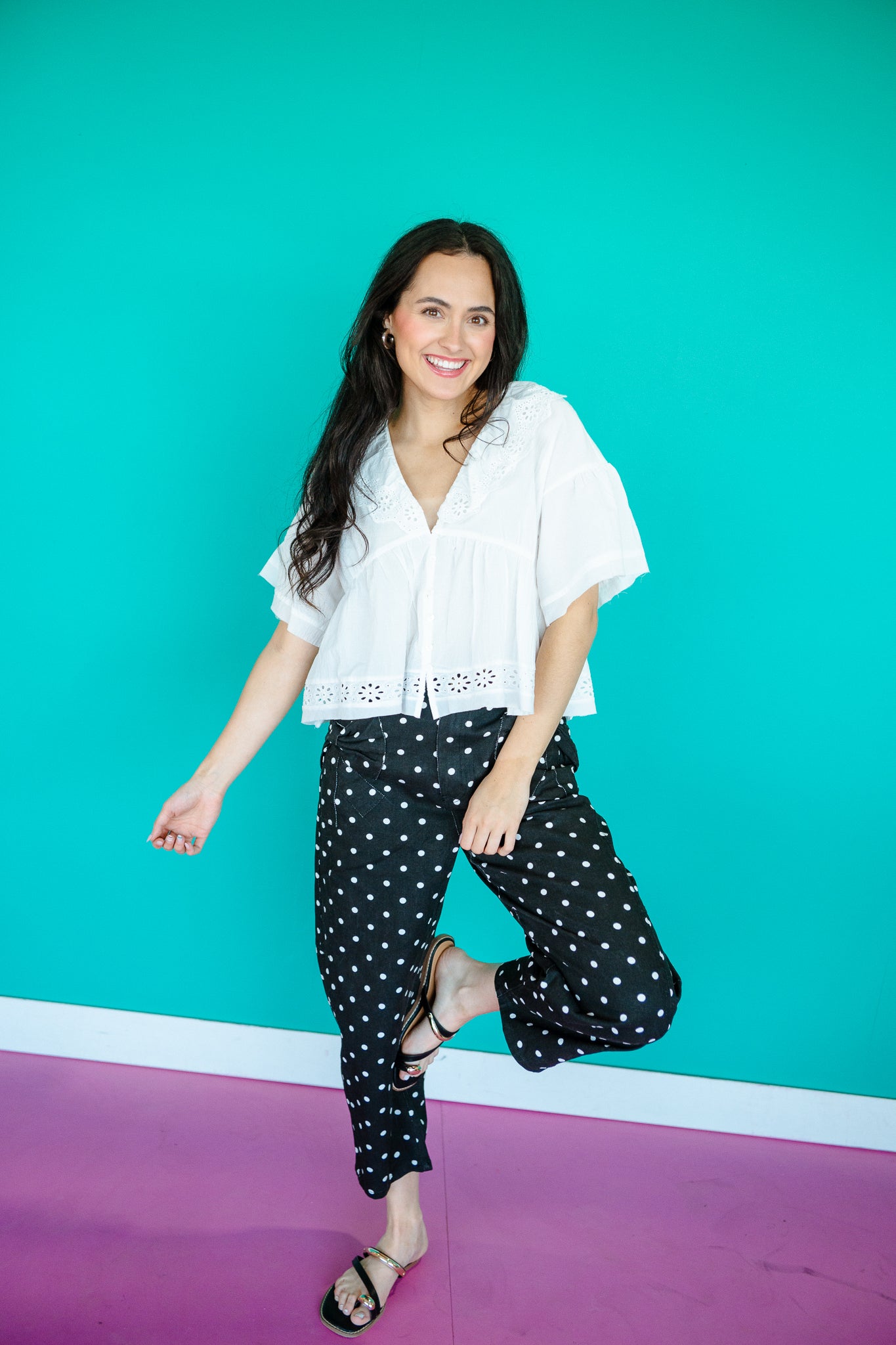 Marcella High-rise Dotted Denim Pants