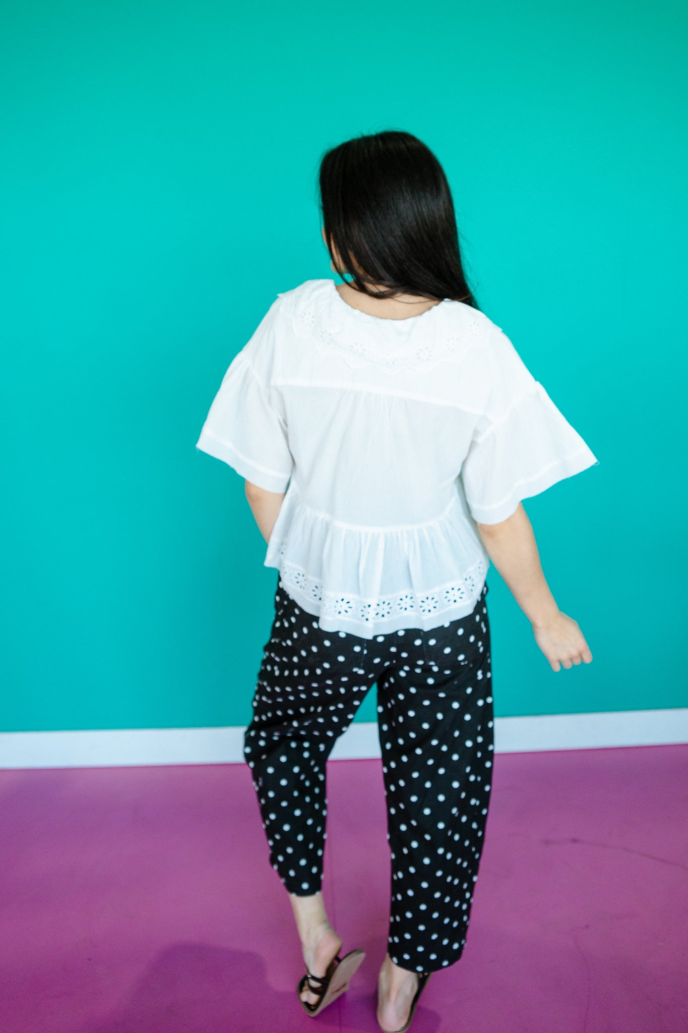 Tandie Eyelet Ruffle Blouse - Cool White