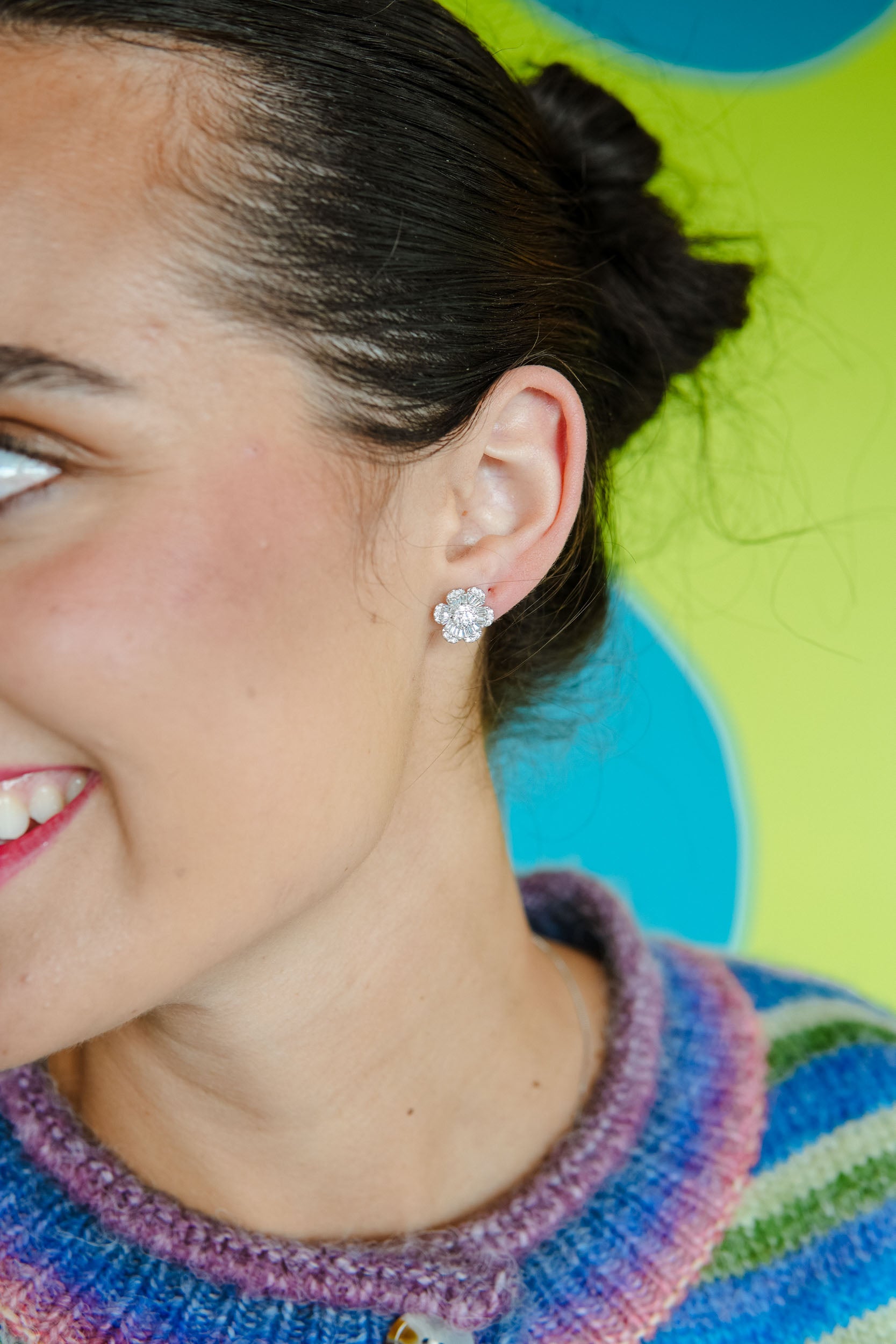 Pretty Please Flower Stud Earring - Silver
