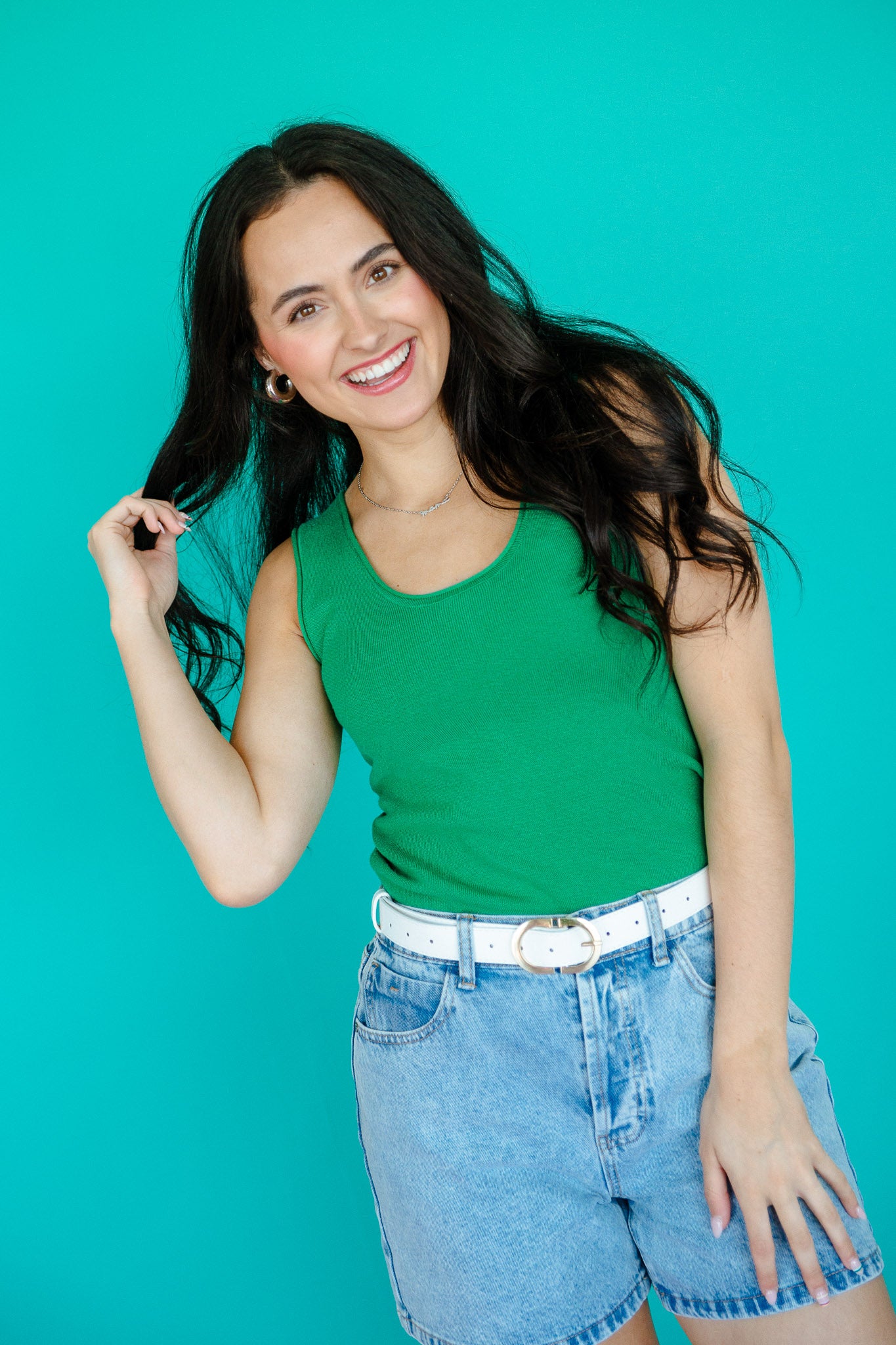 Kammy V-Neck Tank - Emerald