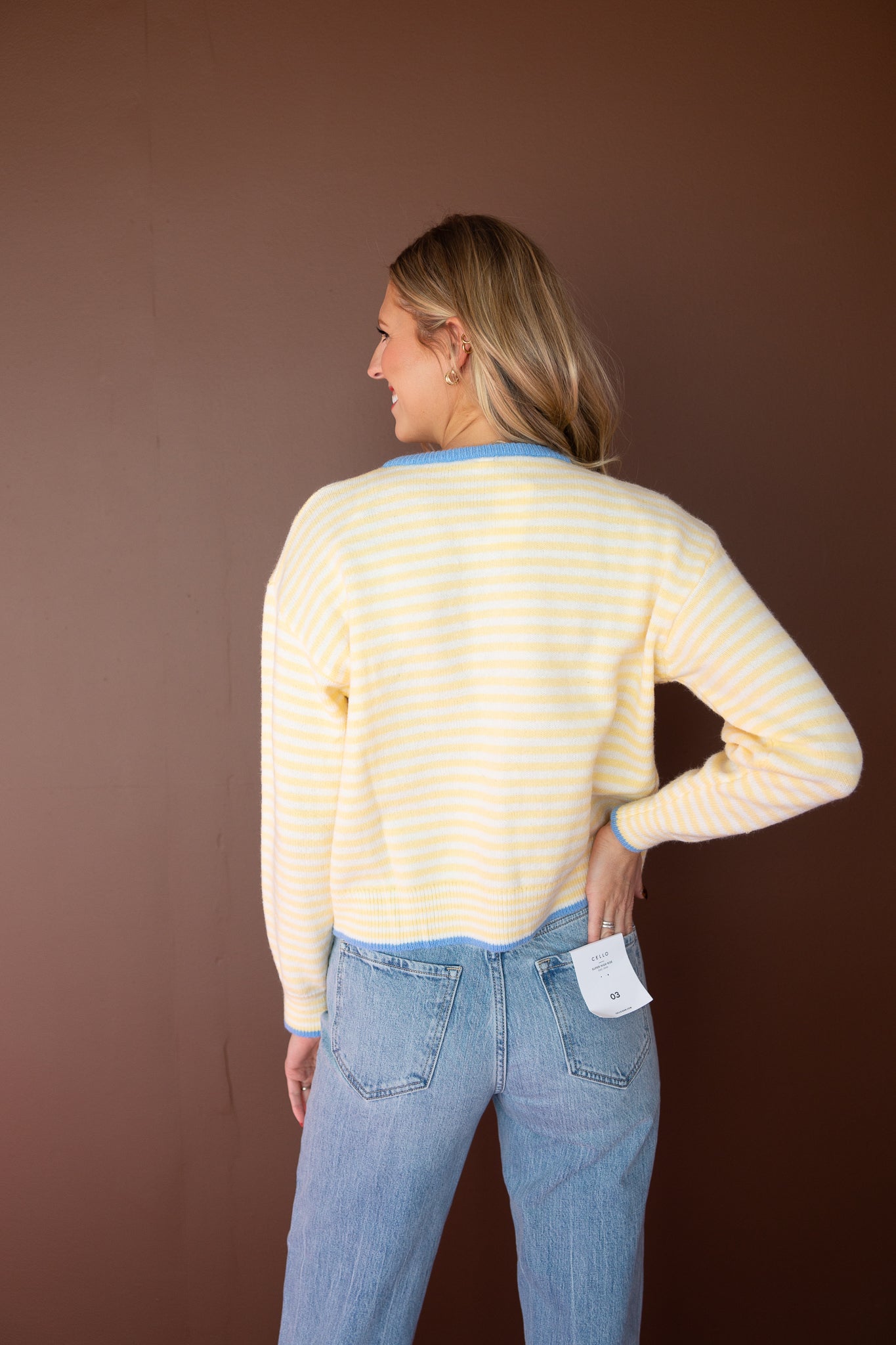 Lilliana Striped Button Up Cardigan - Corn + Cornflower