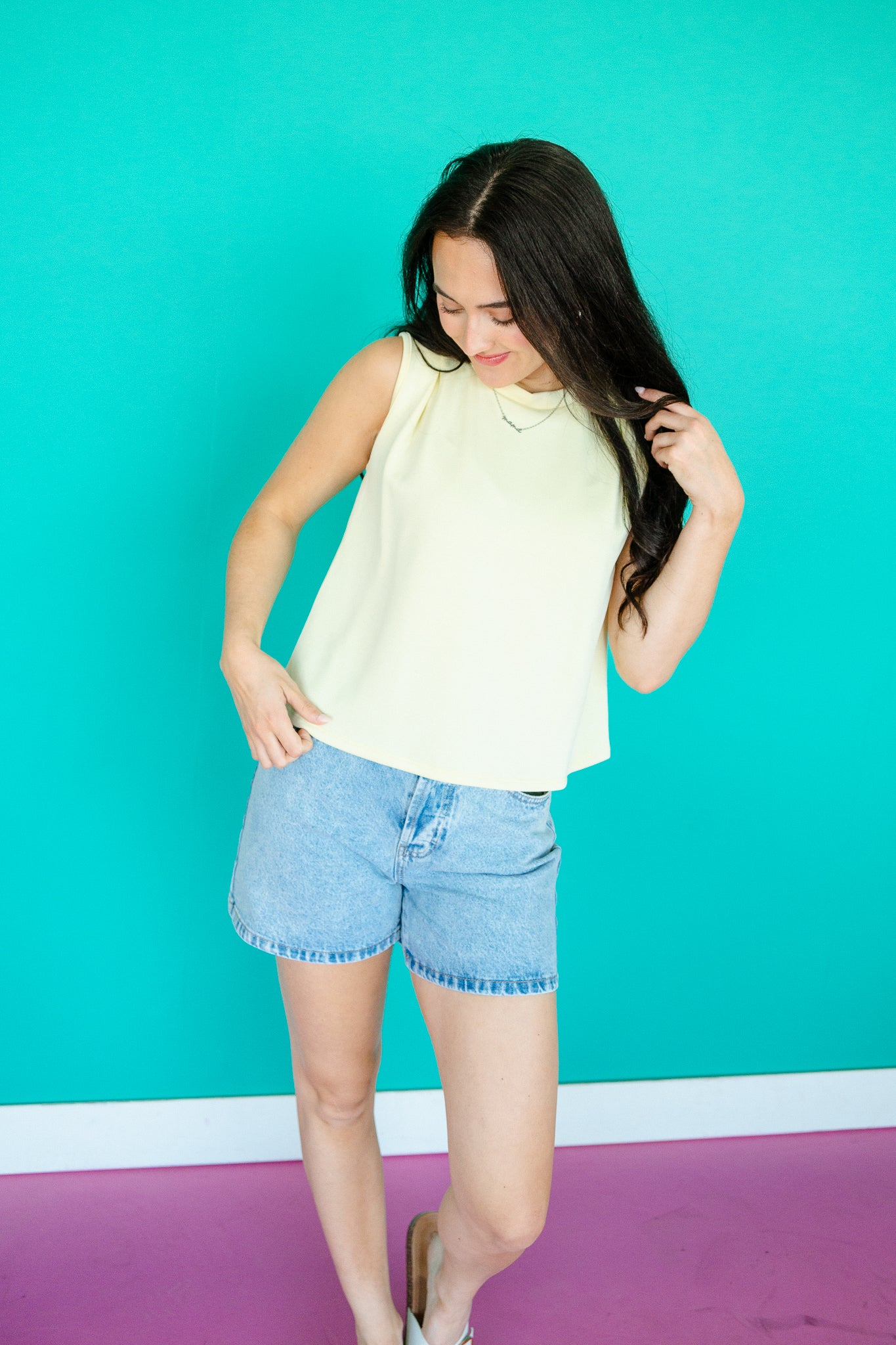 Lacie Pleated Tank - Cool Yellow