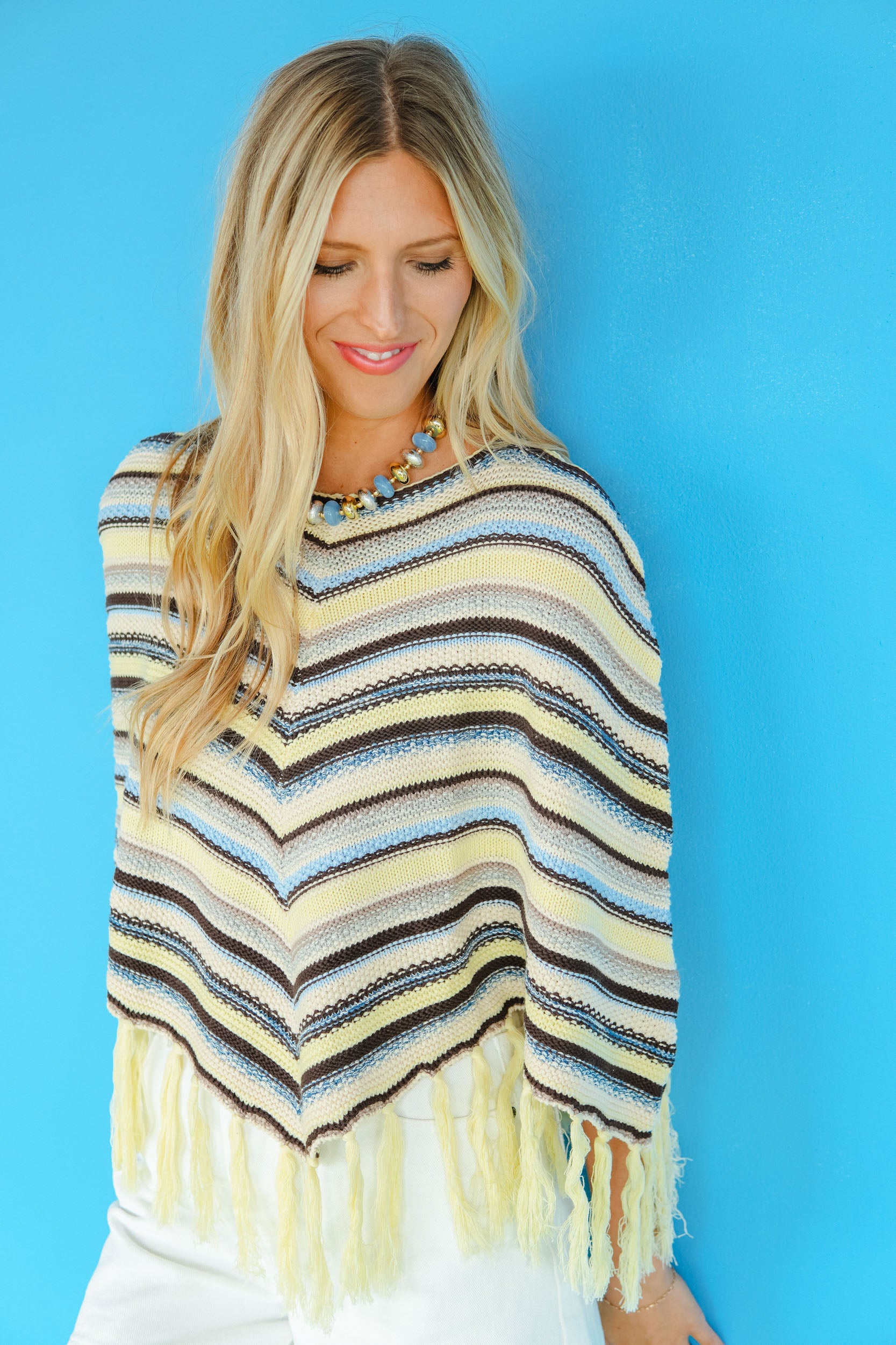 Golden Hour Striped Poncho