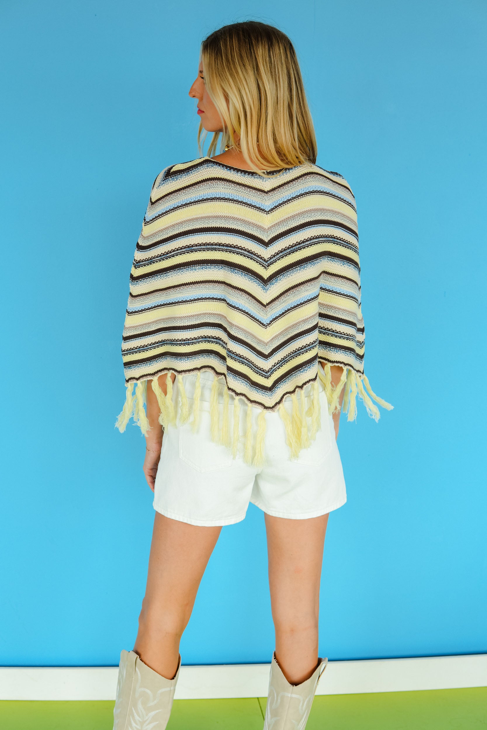 Golden Hour Striped Poncho