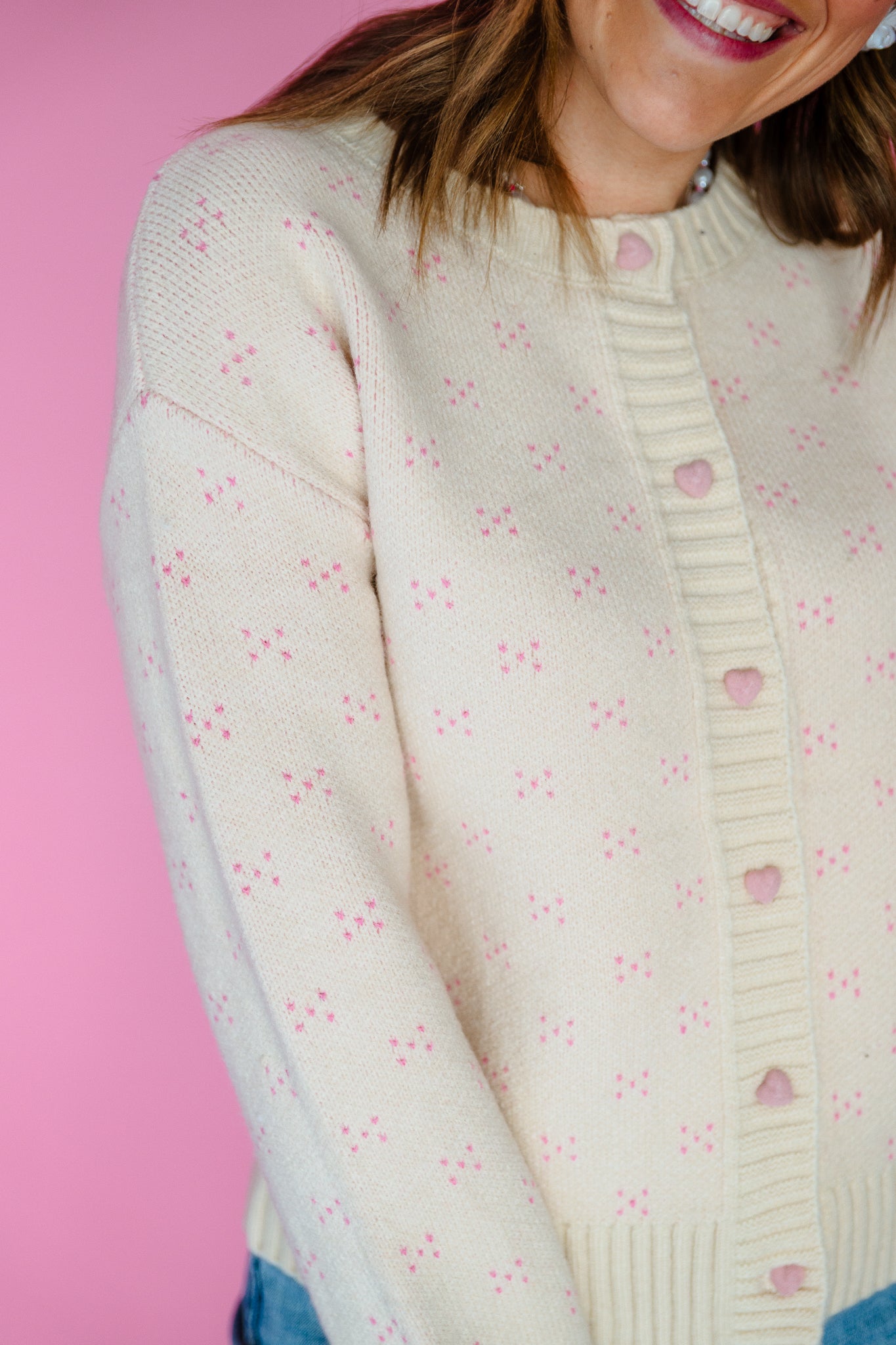 Carsyn Button Up Cardigan - Pink Beige + Rose