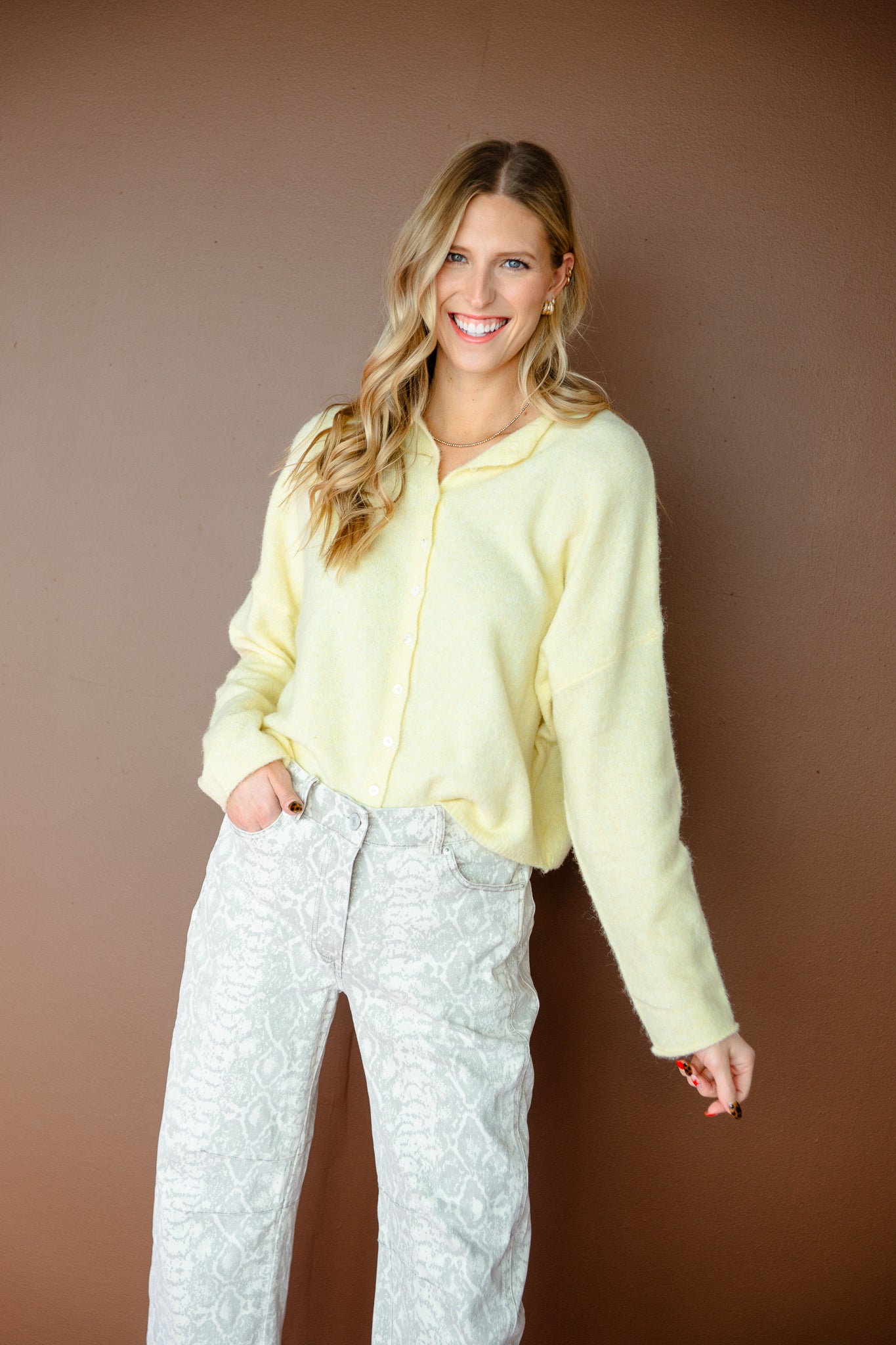 Millicent Button Down Sweater - Butter