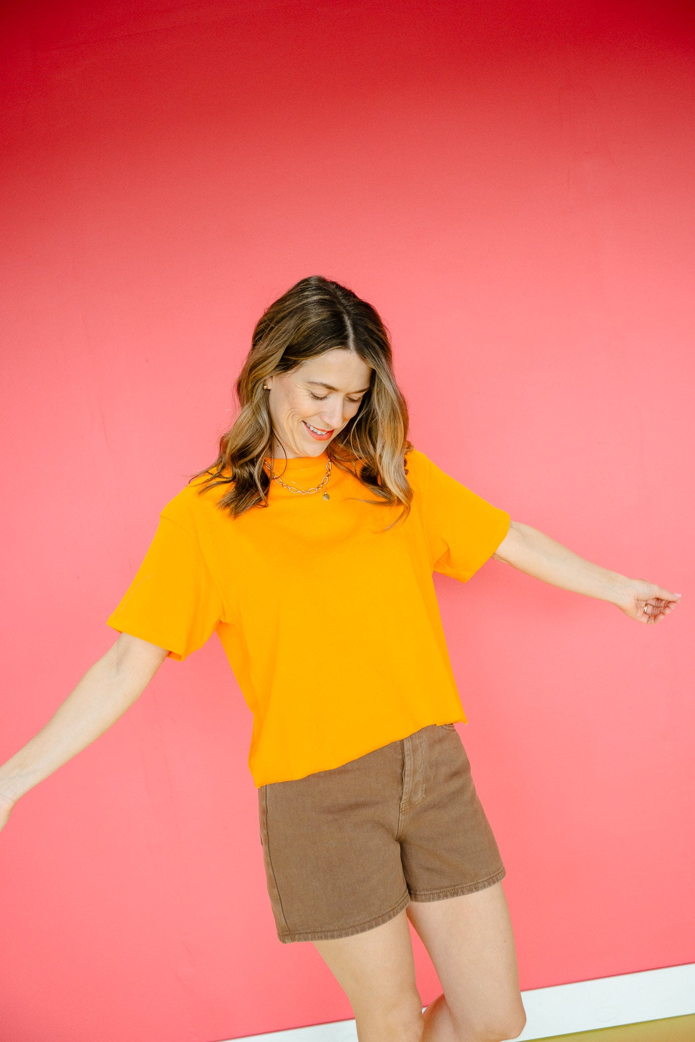 Jo Raw Edge Tee - Saffron