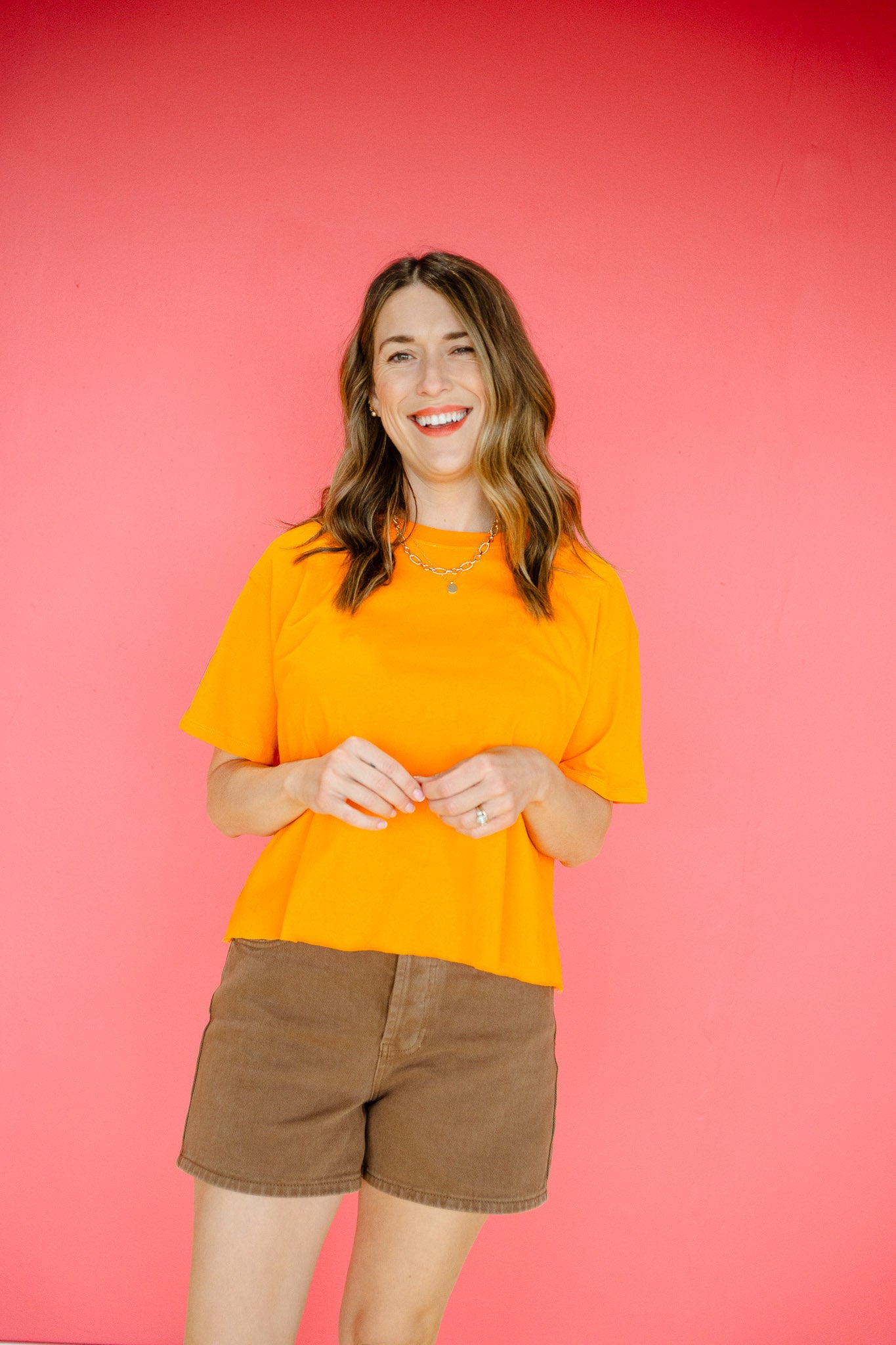 Jo Raw Edge Tee - Saffron