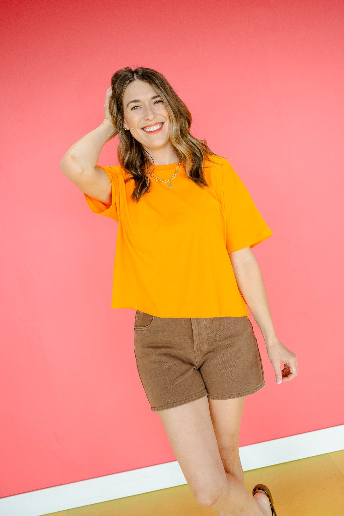 Jo Raw Edge Tee - Saffron