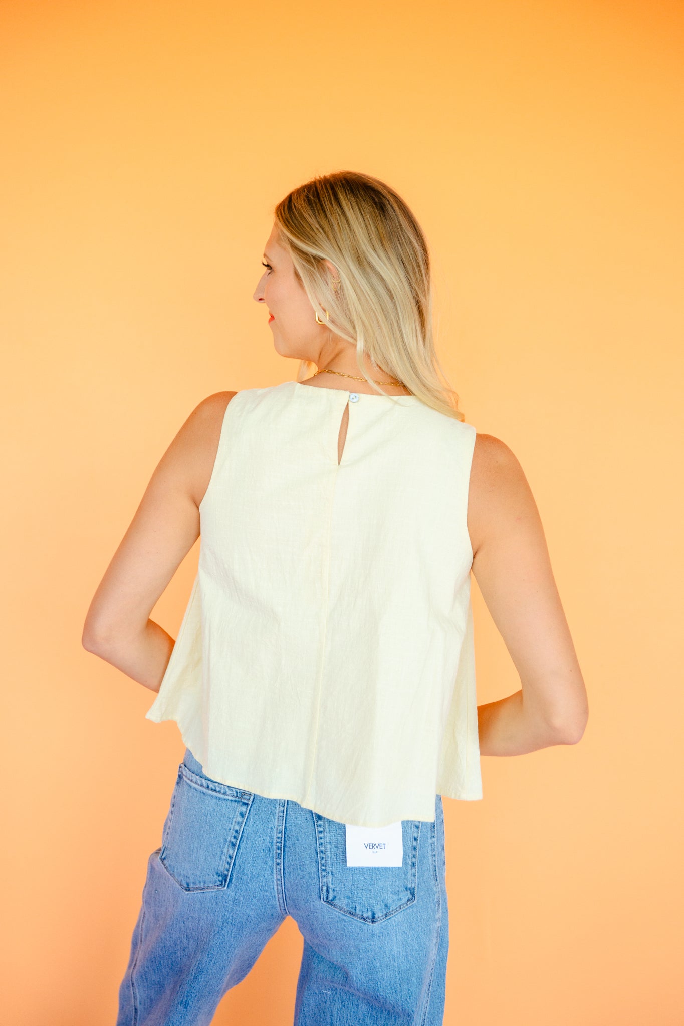 Macie Sleeveless A-Line Top - Banana