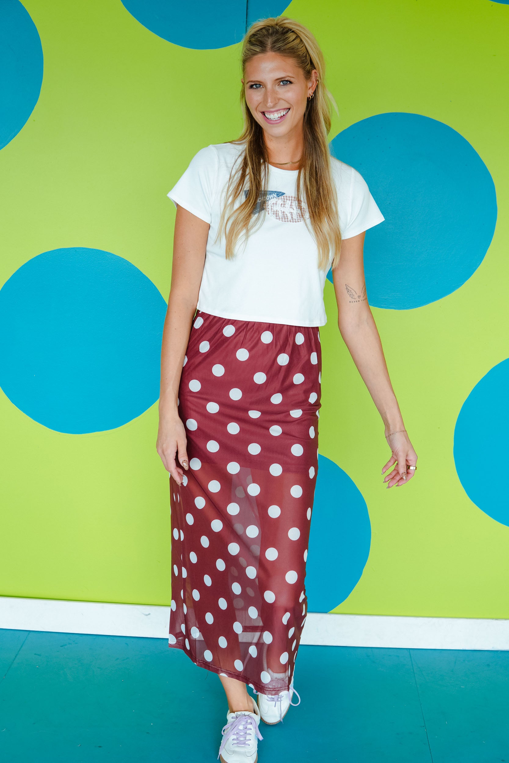 Spotted Around Town Polka Dot Maxi Skirt - Rose Brown